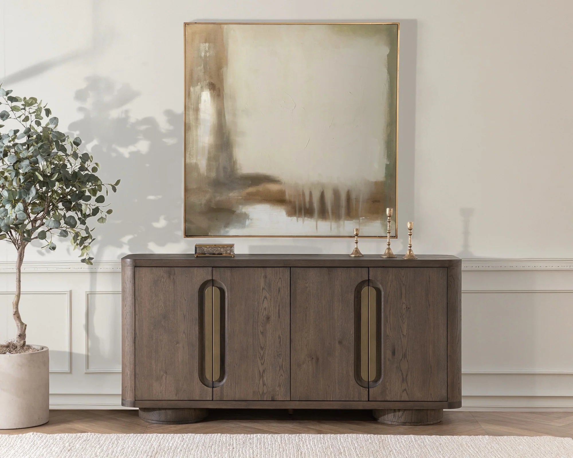 Alec 74" Oak 4 Door Sideboard - Toasted Brown