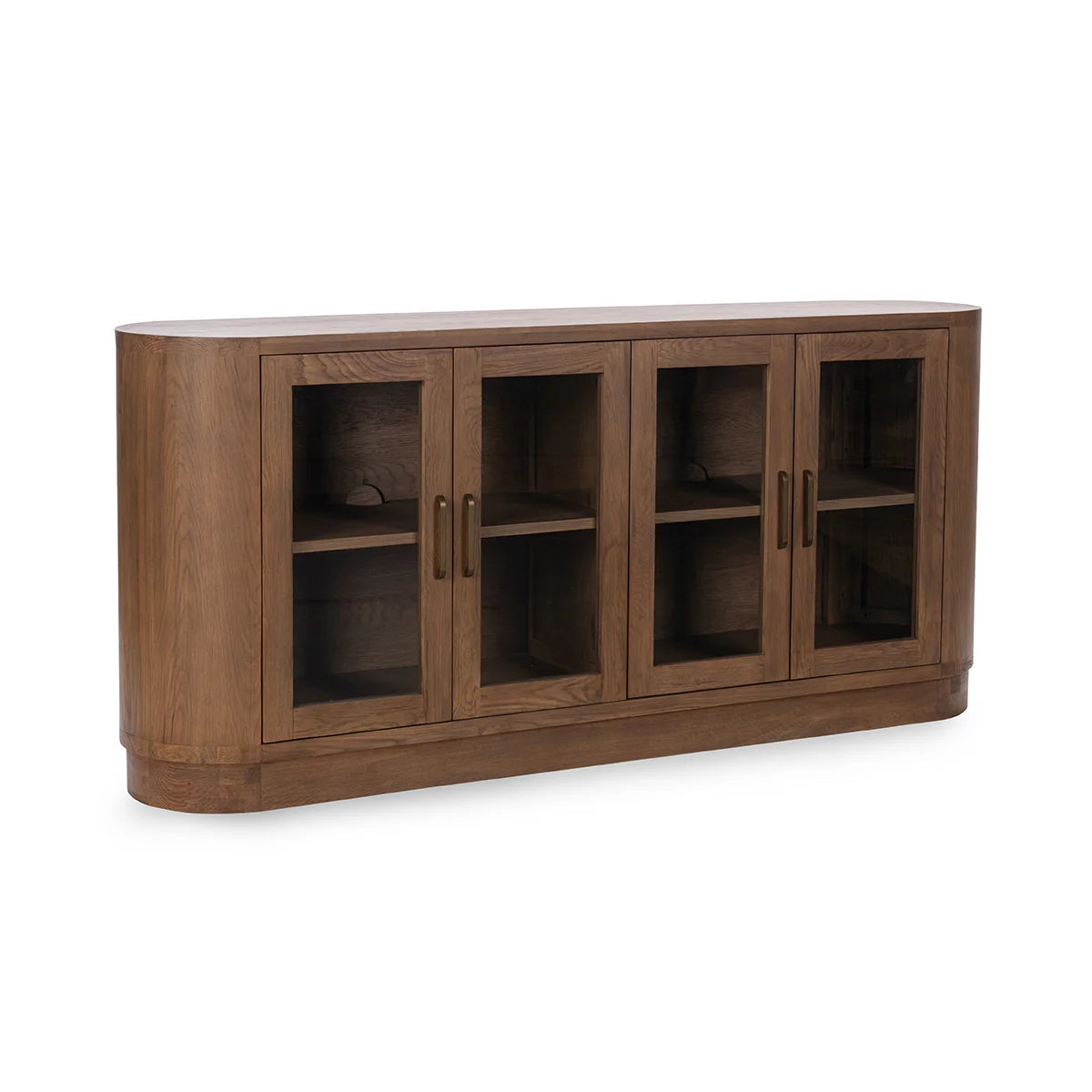Xander 78" Oak 4 Door Glass Sideboard - Tawny Brown