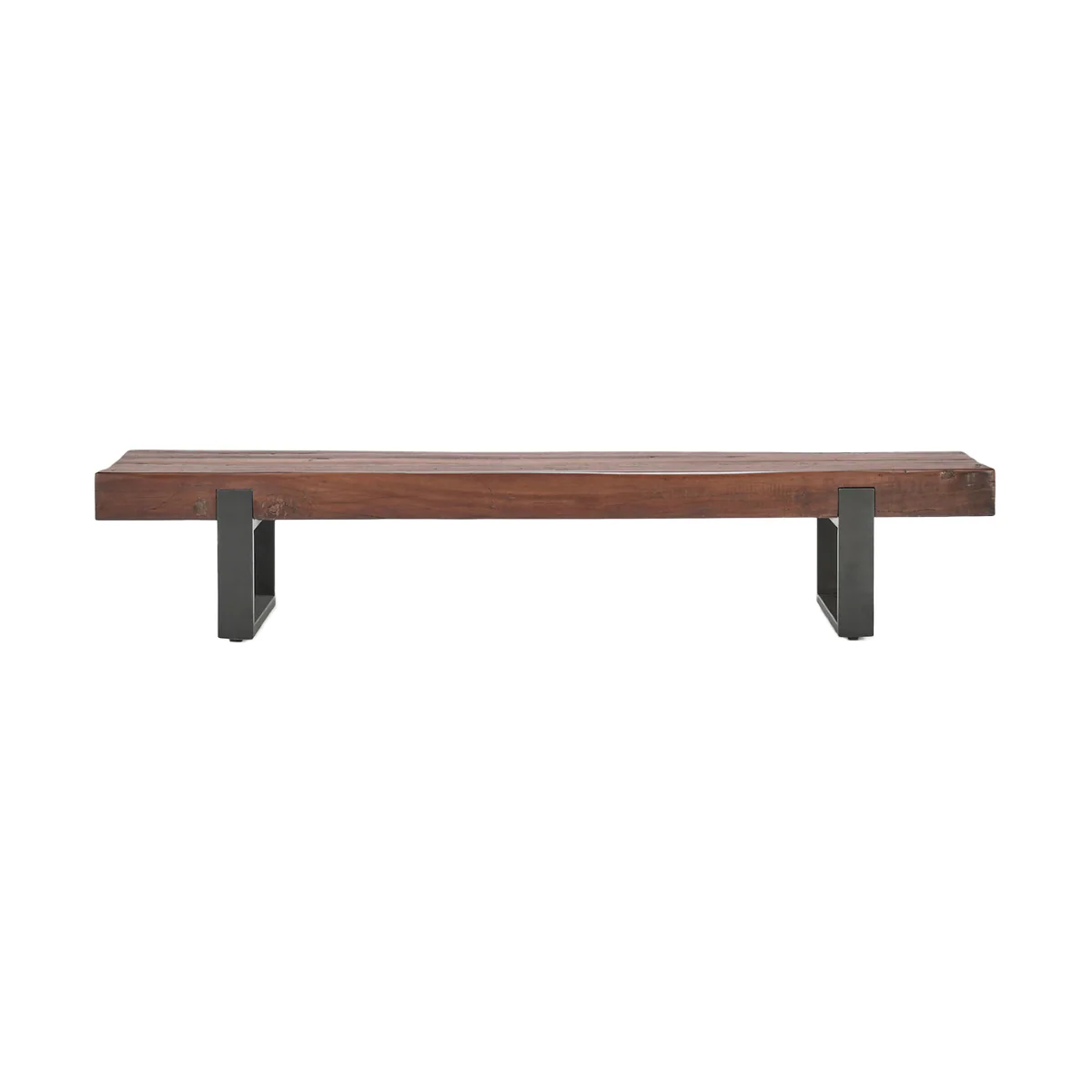 Alex 74" Reclaimed Wood Bench - Rustic Brown + Iron