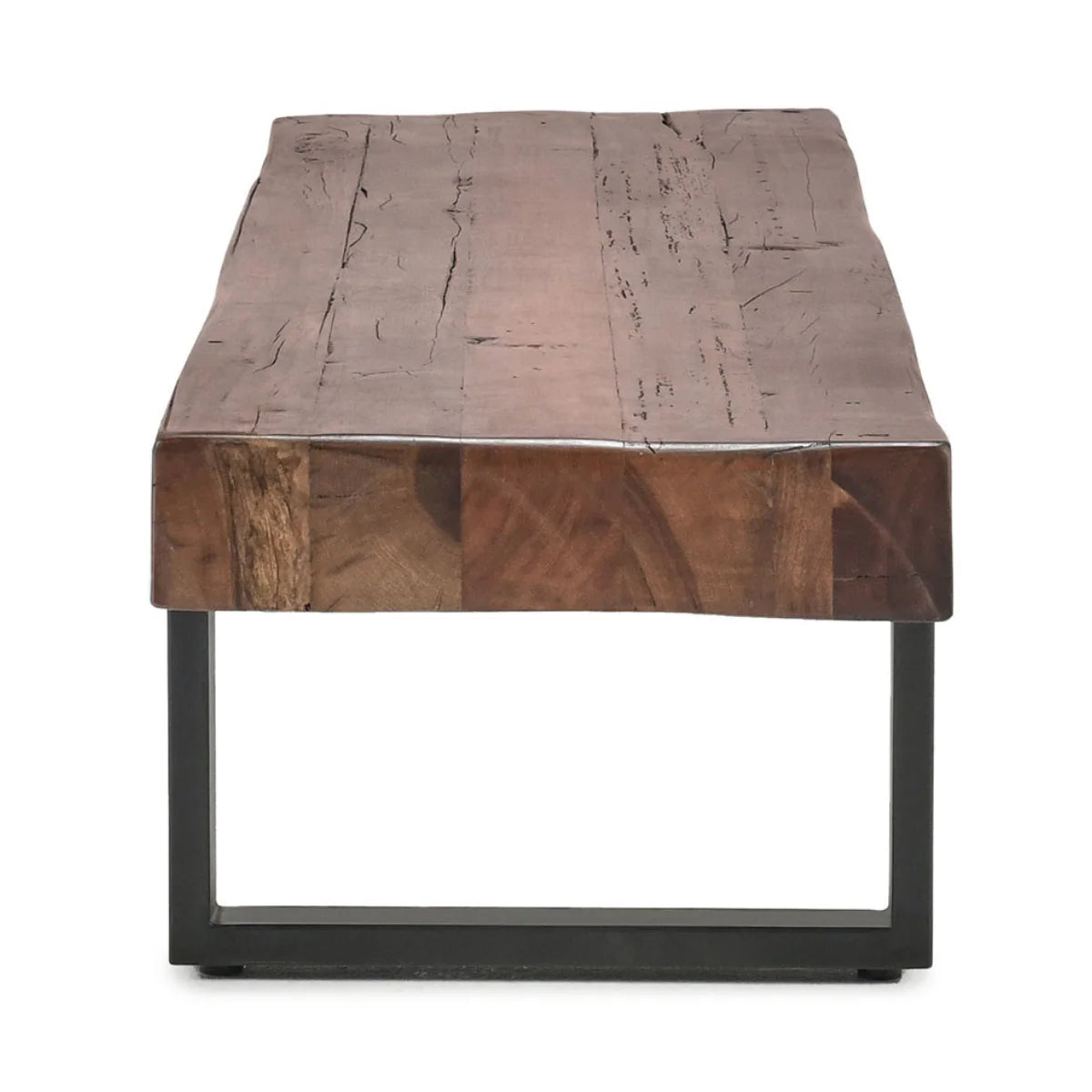 Alex 74" Reclaimed Wood Bench - Rustic Brown + Iron