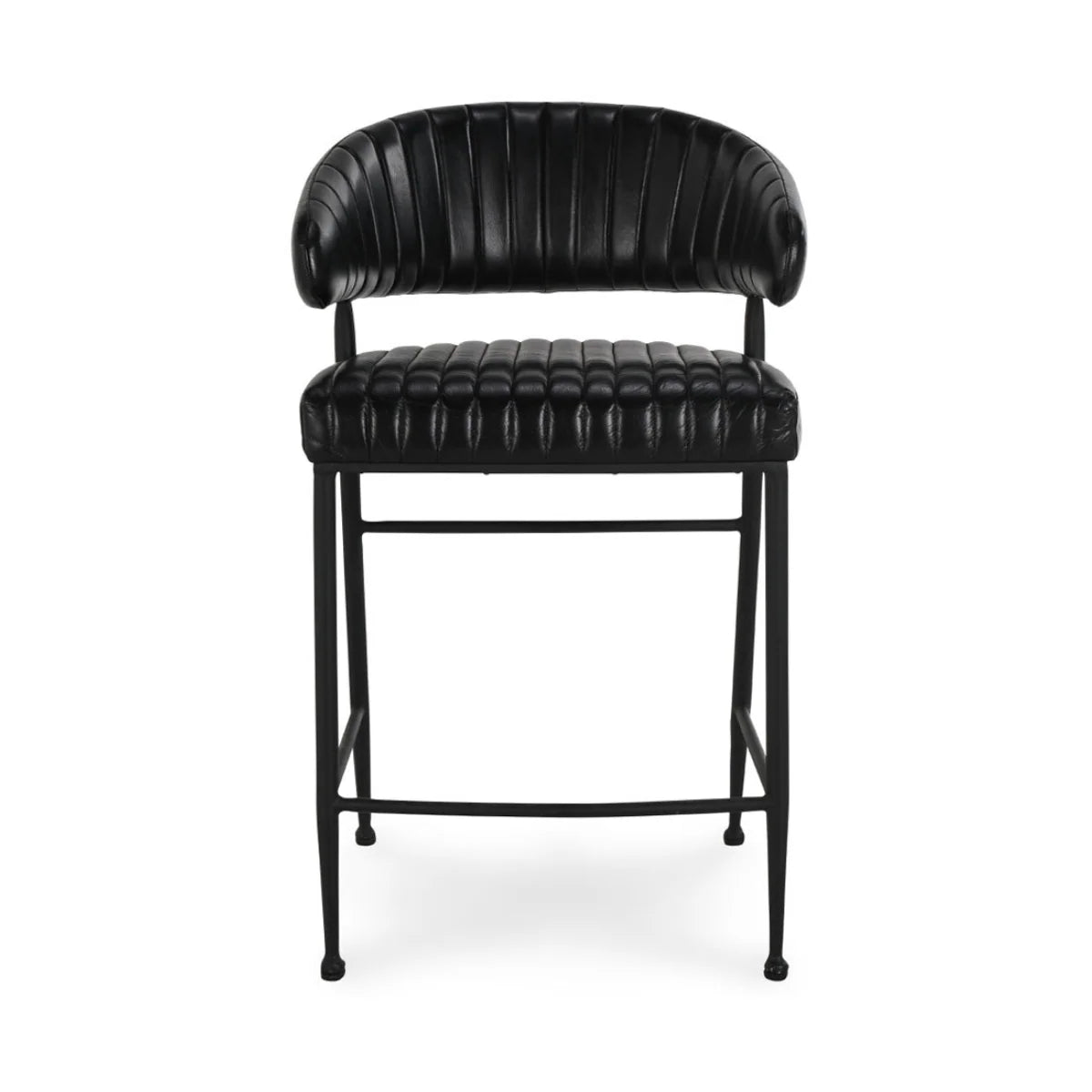 Sansa Top Grain Leather Counter Stool - Jet Black