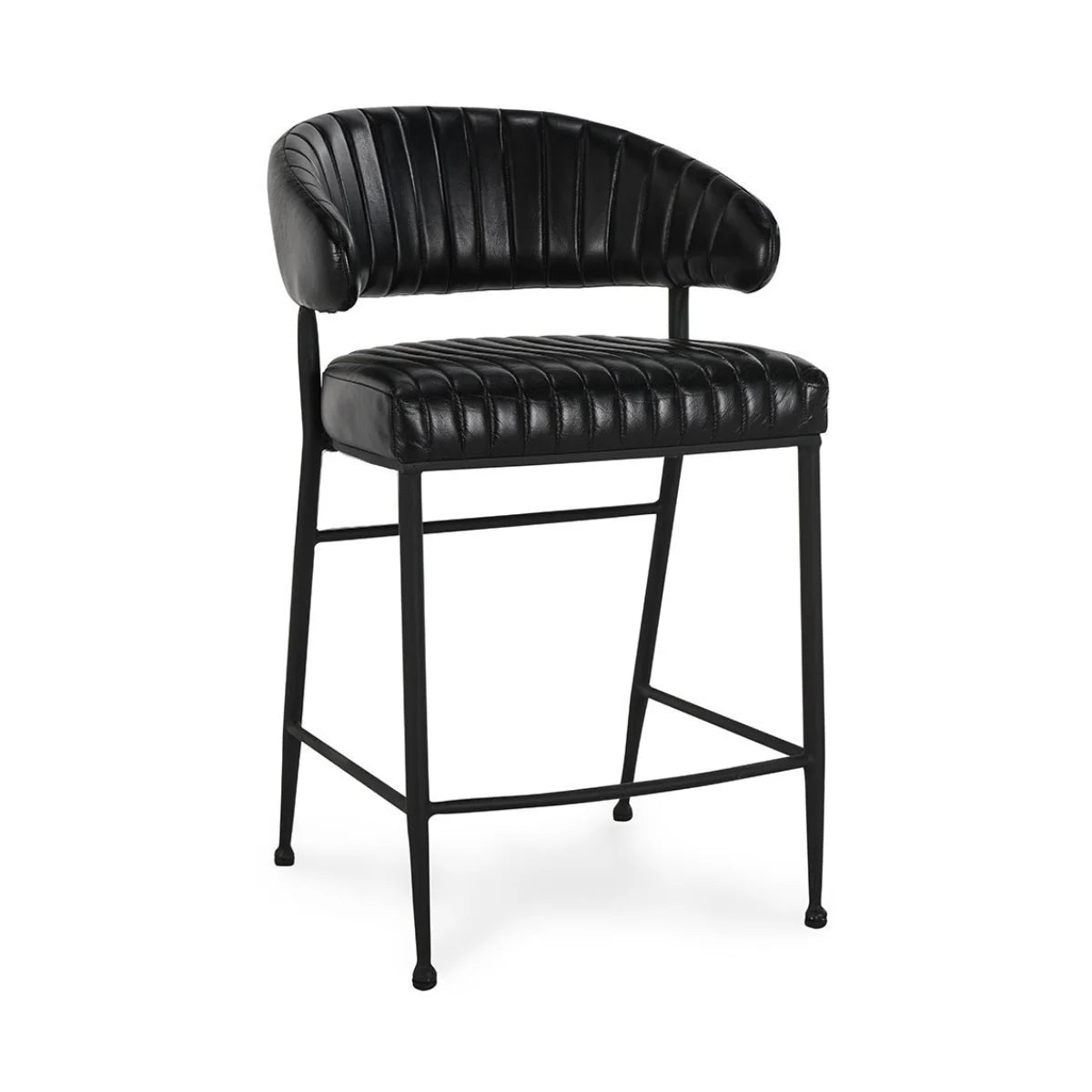 Sansa Top Grain Leather Counter Stool - Jet Black