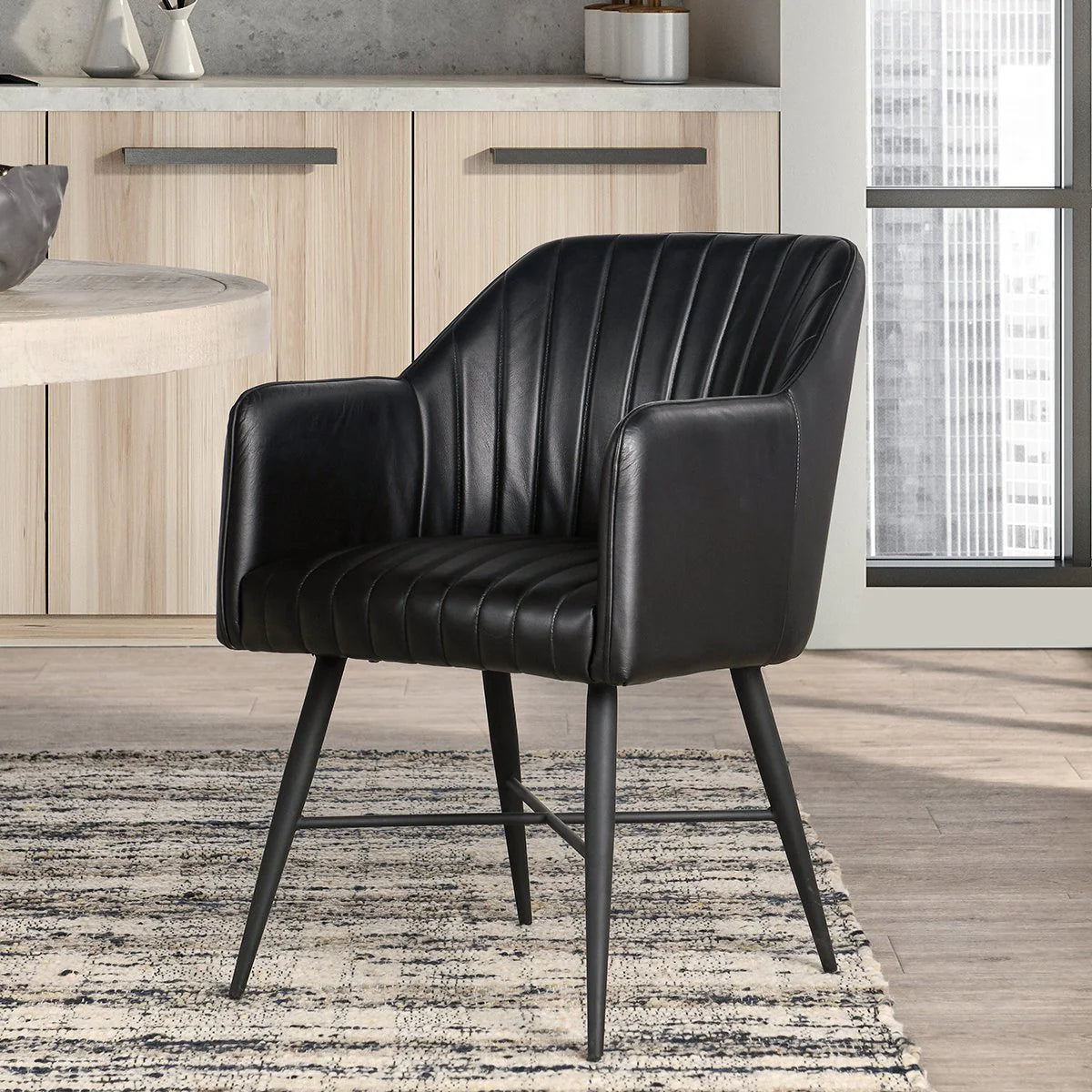 Danika Top Grain Leather Dining Chair - Midnight Raven