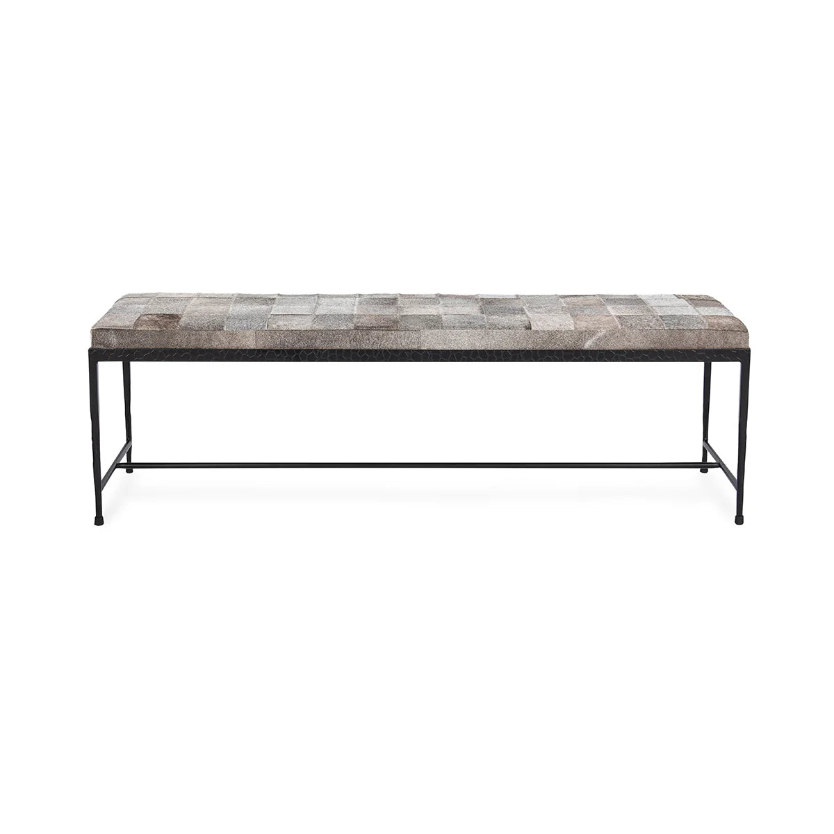 Kenna 60" Hair on Hide Leather Bench - Sparrow Gray