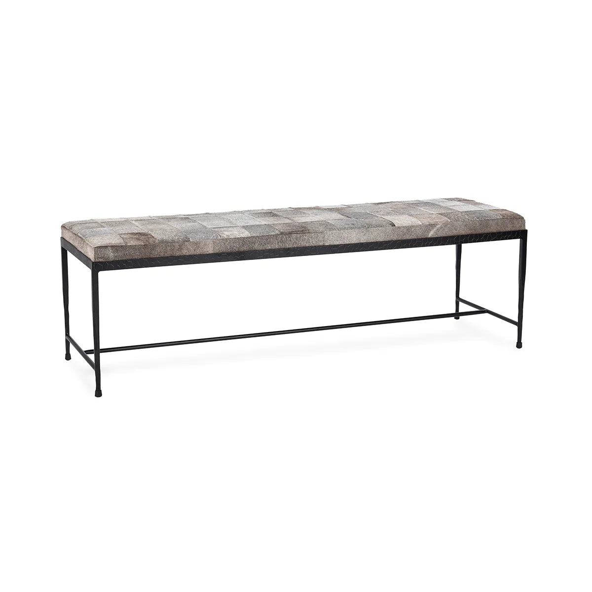 Kenna 60" Hair on Hide Leather Bench - Sparrow Gray