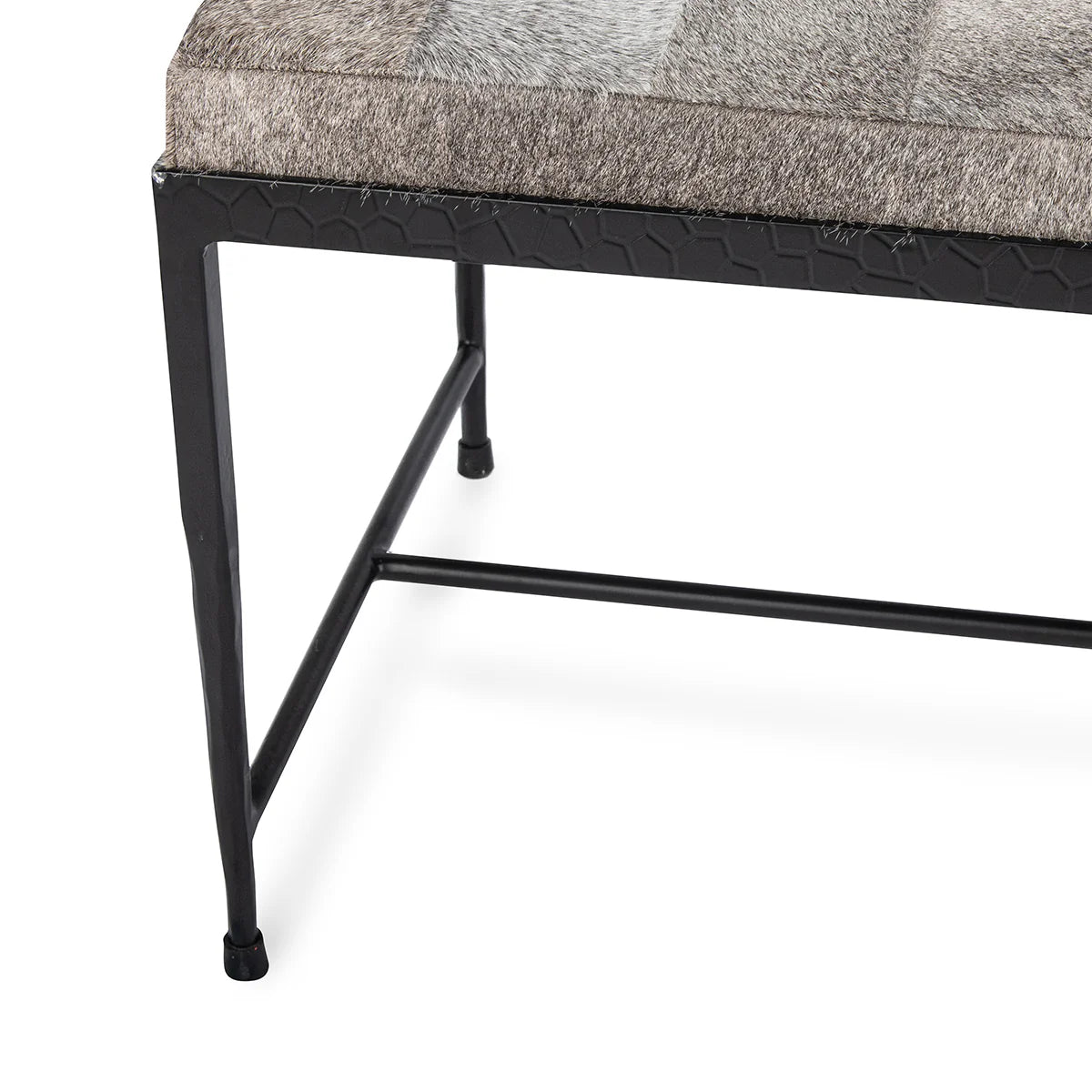 Kenna 60" Hair on Hide Leather Bench - Sparrow Gray
