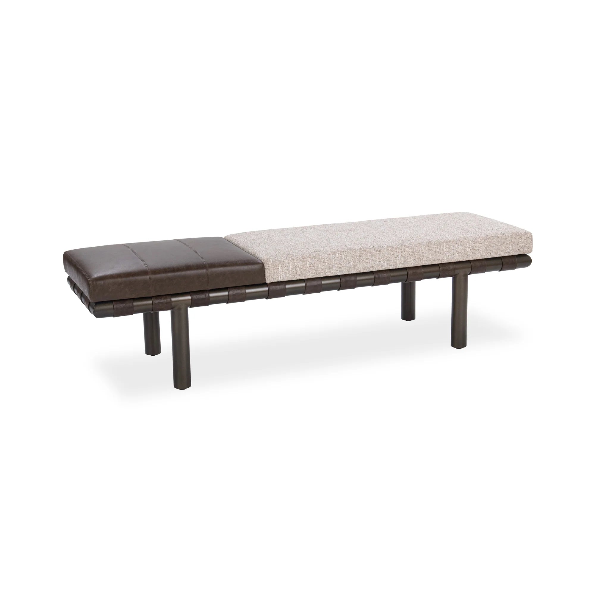 Danya 70" Top Grain Leather + Upholstered Bench - Coco Latte
