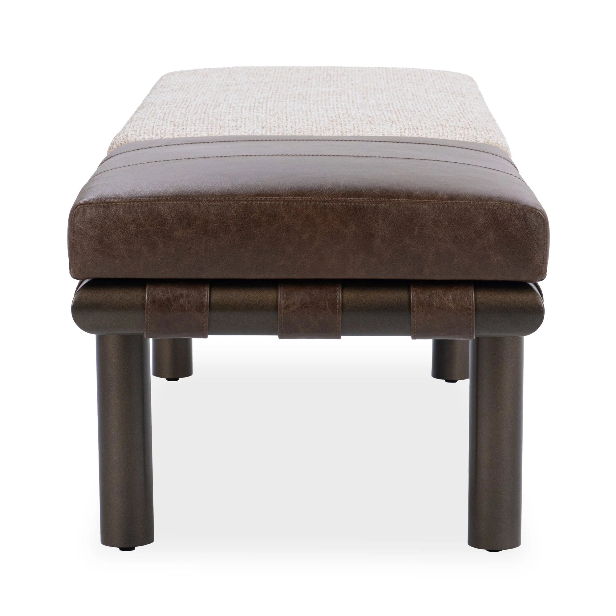 Danya 70" Top Grain Leather + Upholstered Bench - Coco Latte