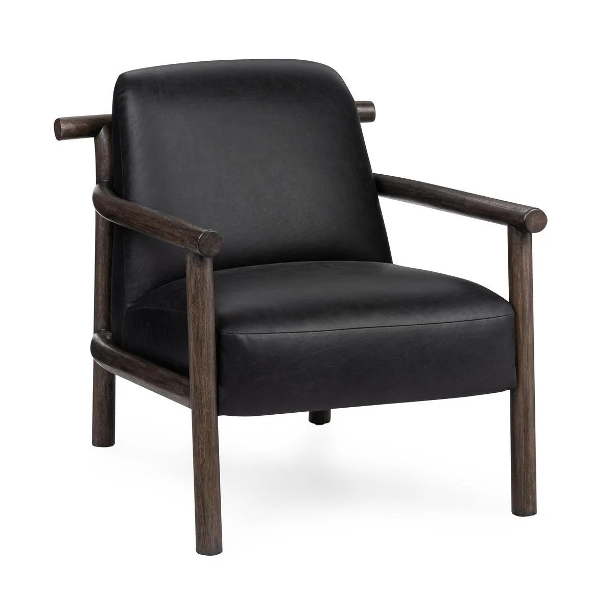Azura 29" Top Grain Leather Accent Chair - Black