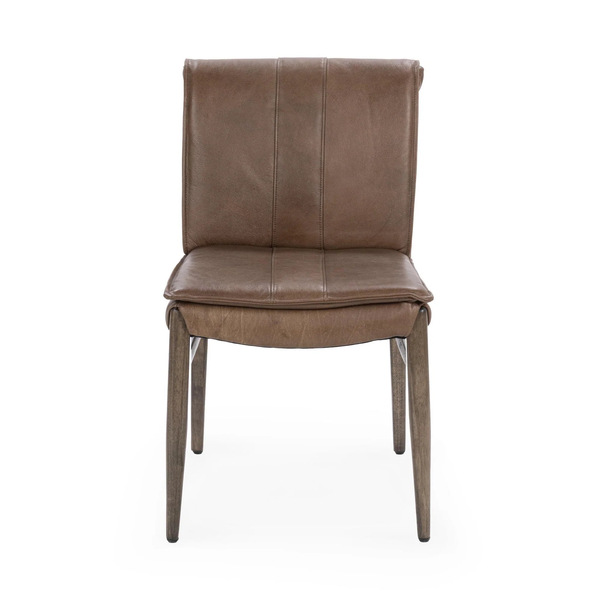 Lukan Top Grain Leather Dining Chair - Maple Brown
