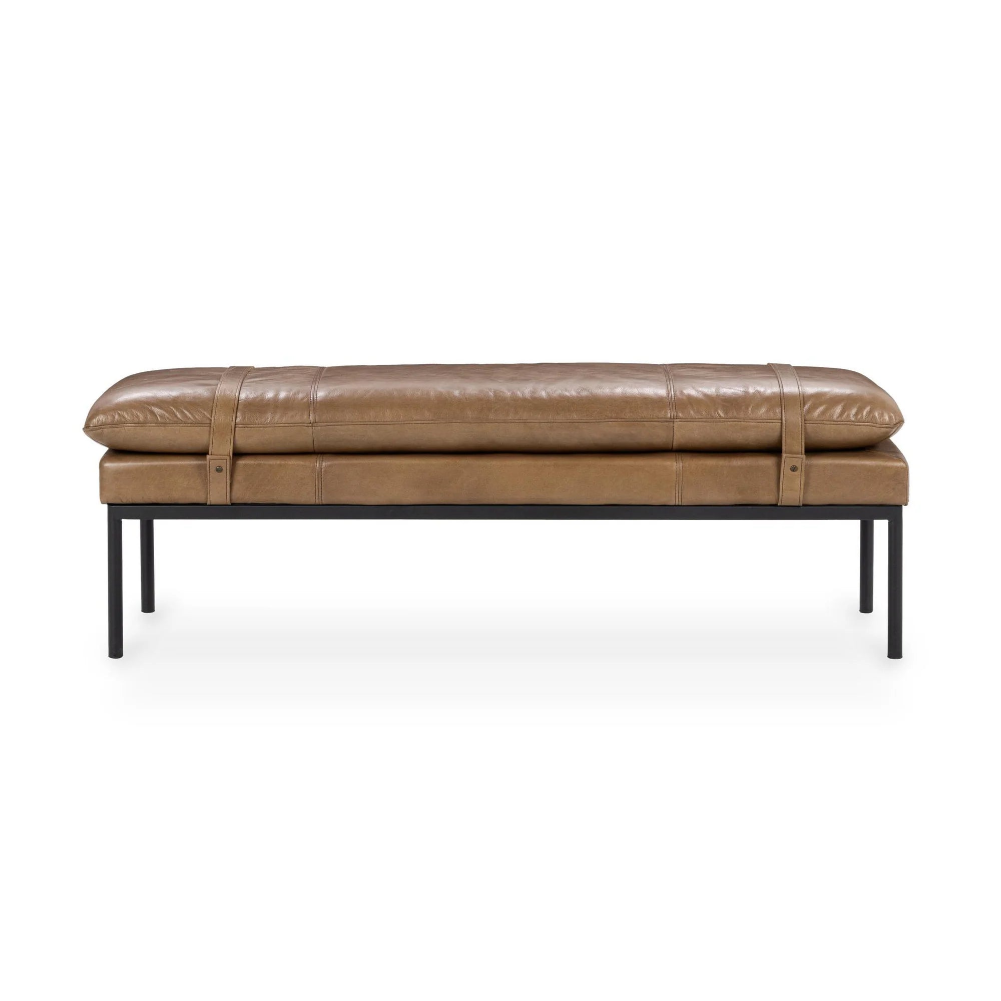 Mazzie 54" Top Grain Leather Bench - Tan
