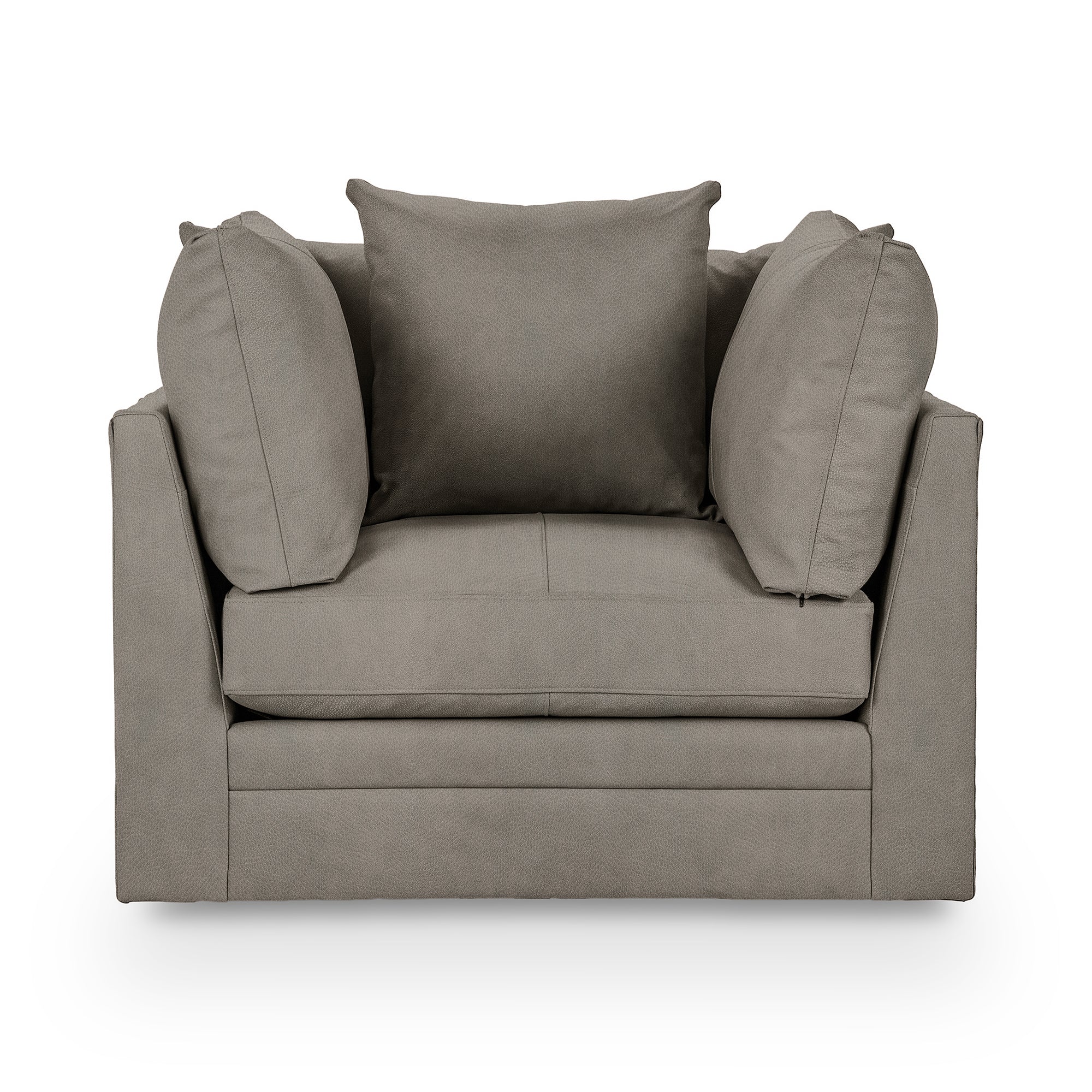 Jaden 46" Top Grain Leather Swivel Chair - Taupe