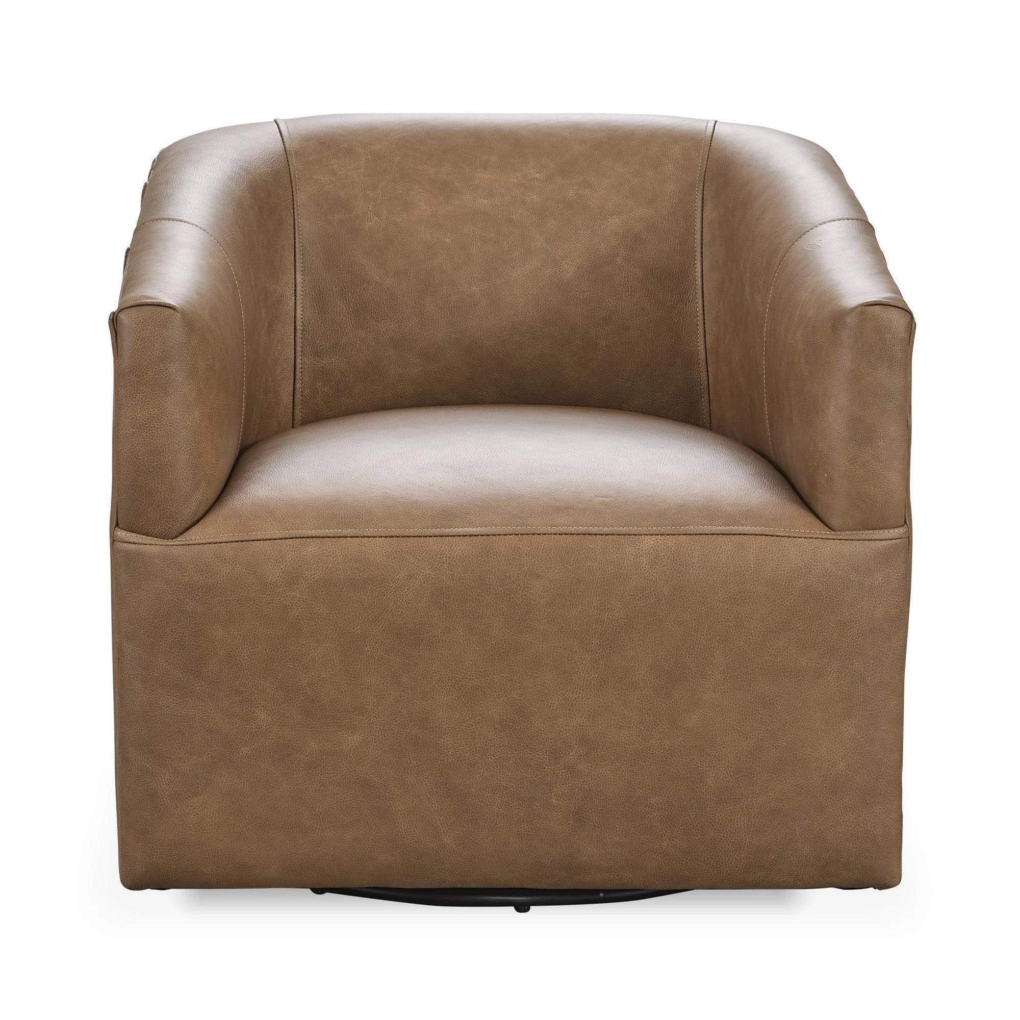Fosca 29" Top Grain Leather Swivel Chair - Sand