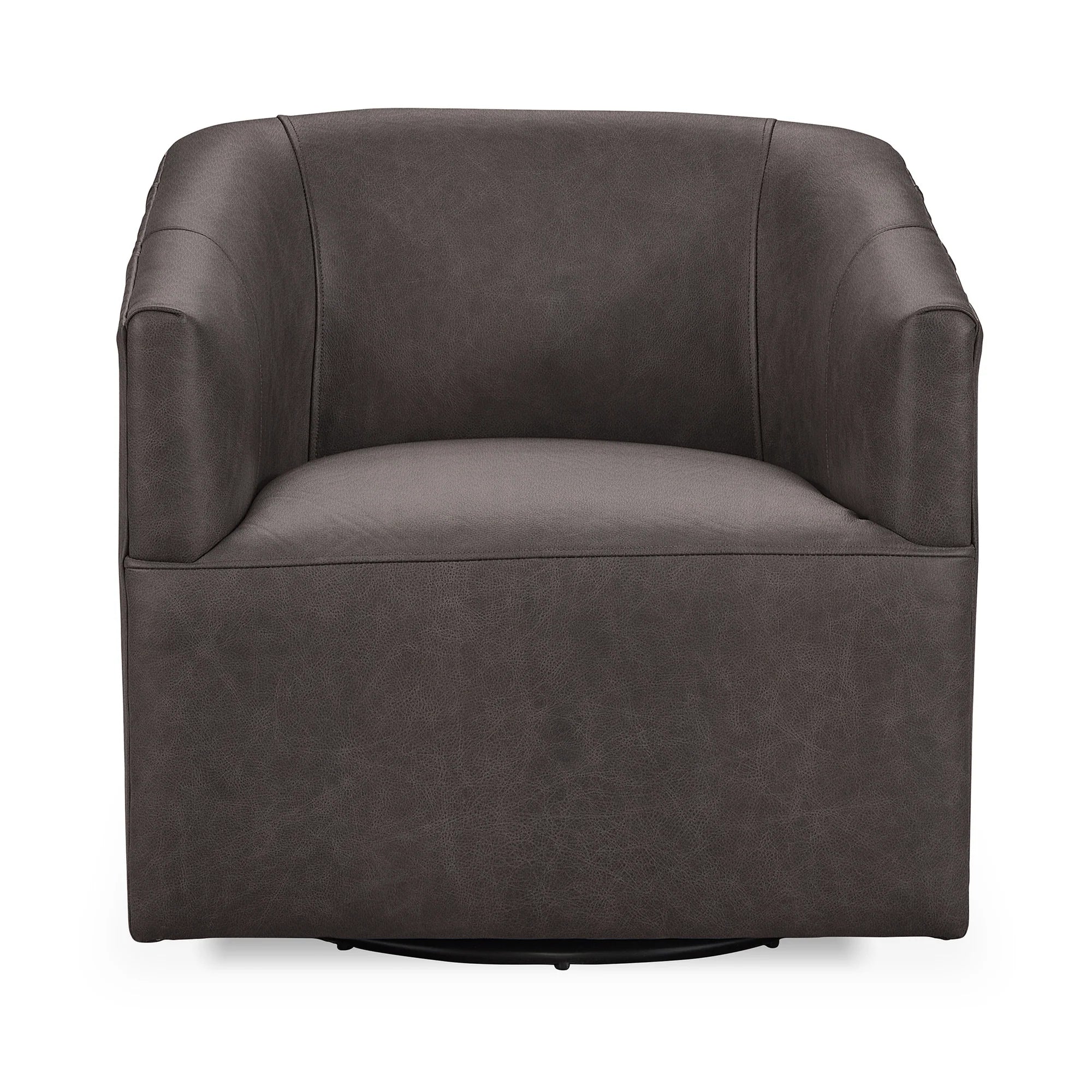 Fosca 29" Top Grain Leather Swivel Chair - Chocolate