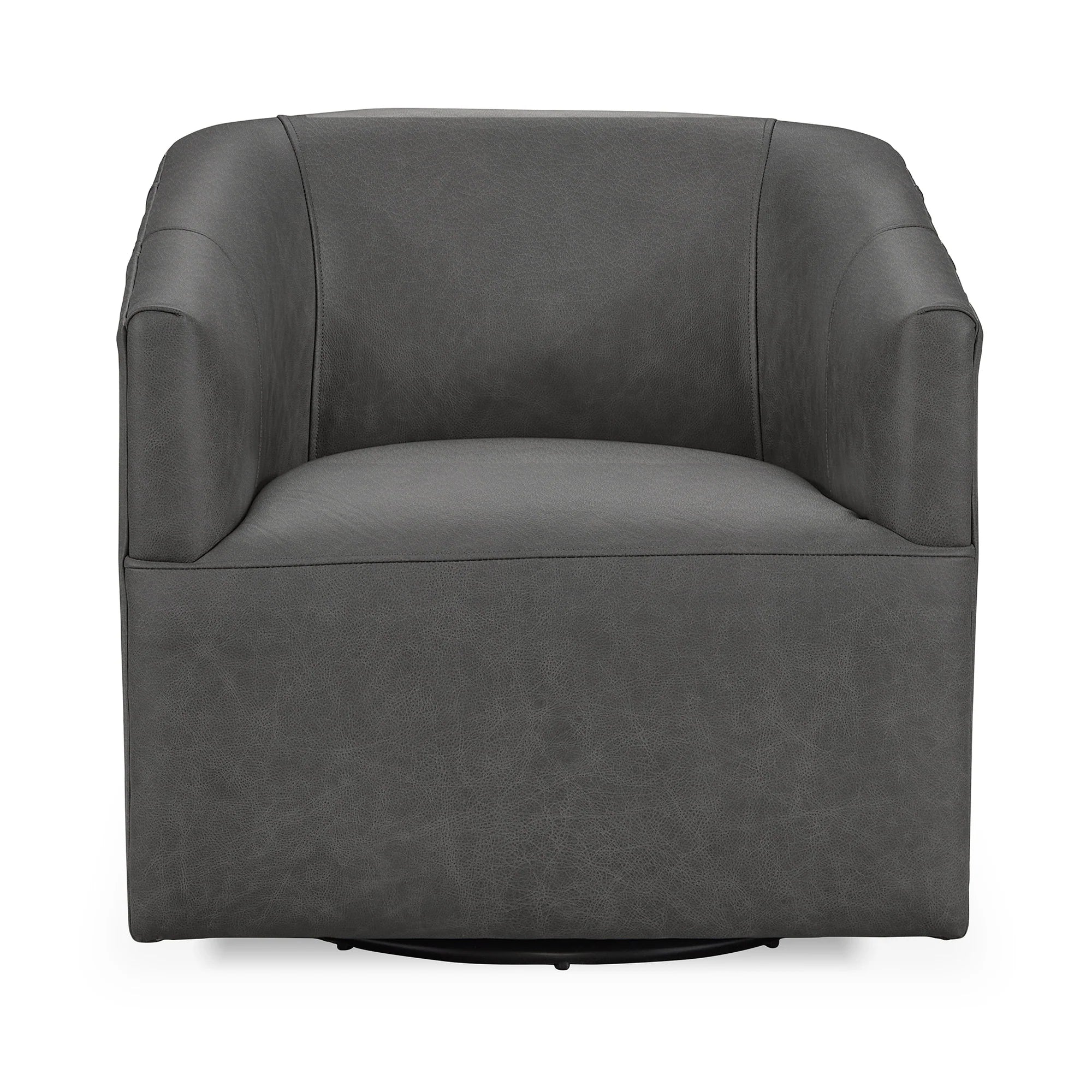 Fosca 29" Top Grain Leather Swivel Chair - Gray