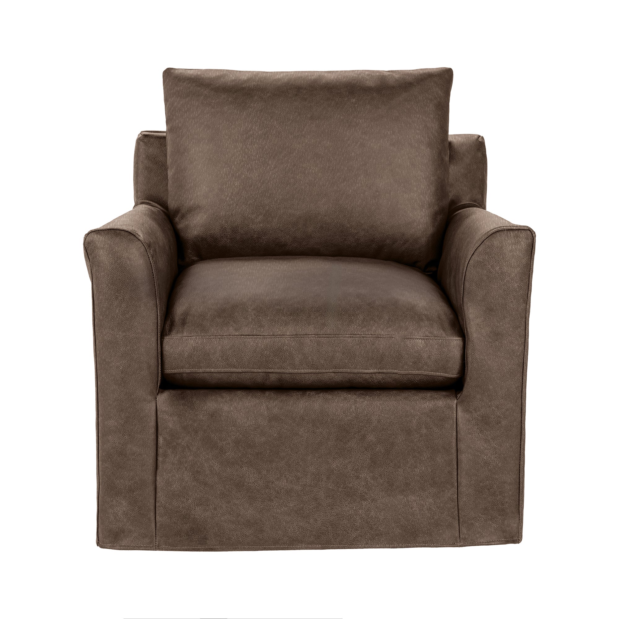 Eliam 34" Top Grain Leather Swivel Chair - Country Life