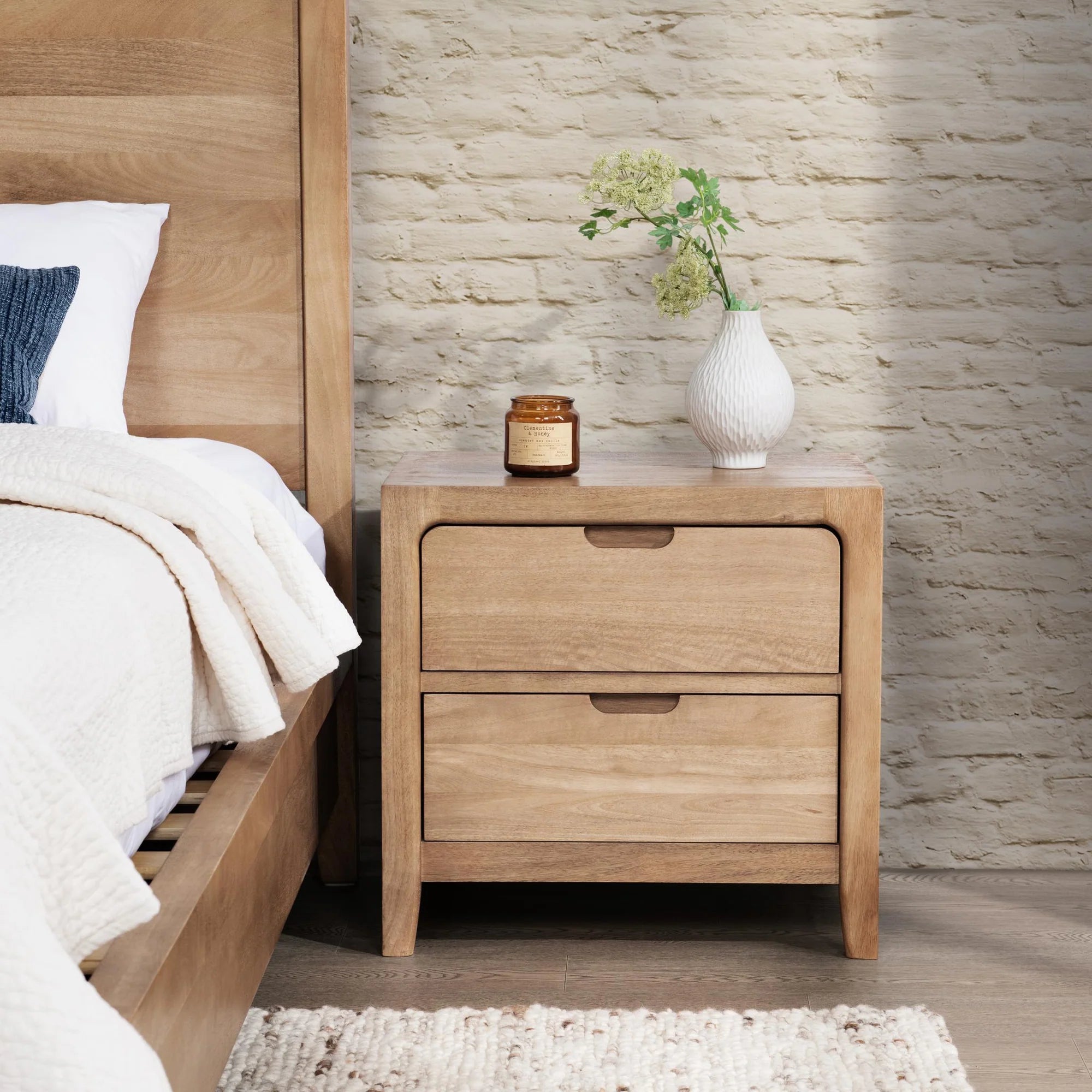 Rowan 25" 2 Drawer Nightstand - Natural Maple