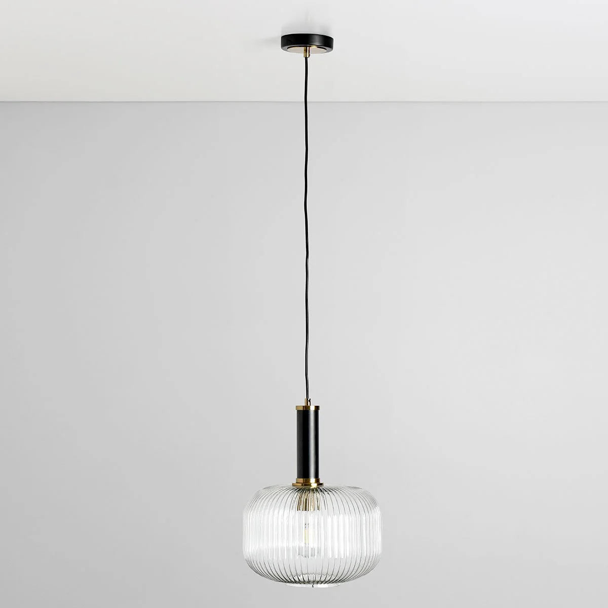 Maximilian 12" Glass Pendant - Glass + Matte Black