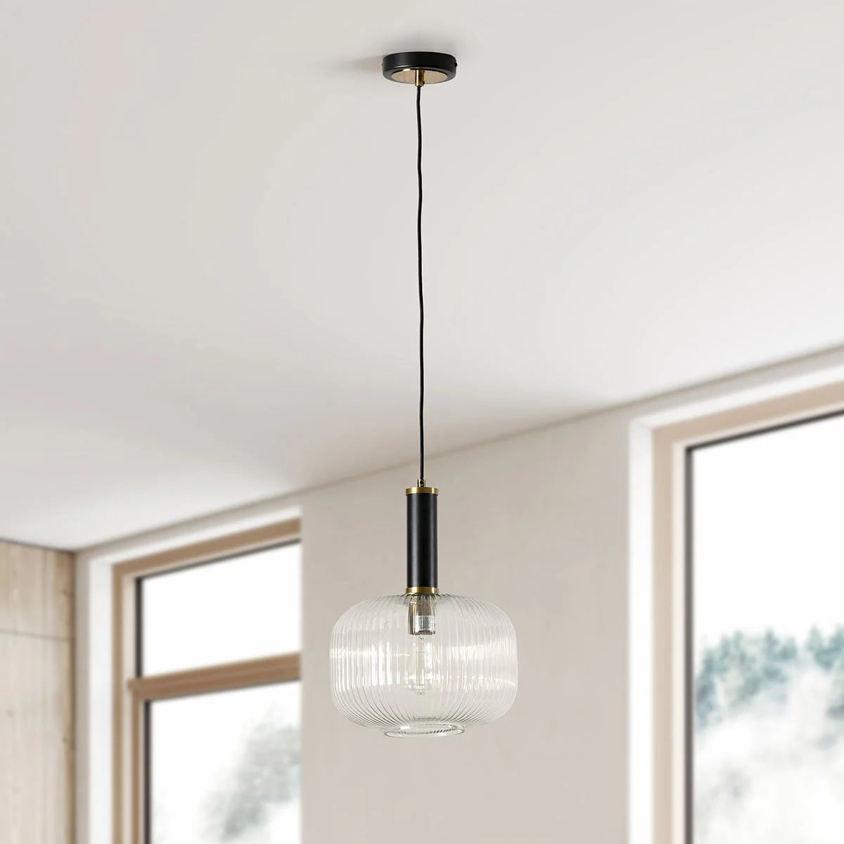 Maximilian 12" Glass Pendant - Glass + Matte Black