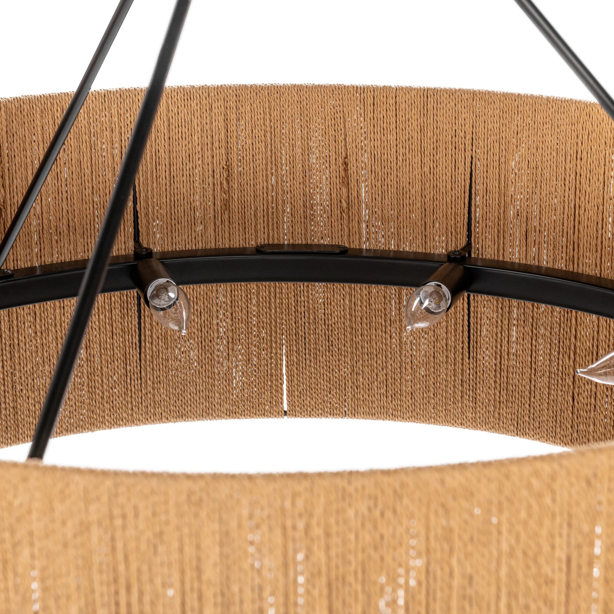 Oliver 34" Rattan Round Pendant - Rattan + Black