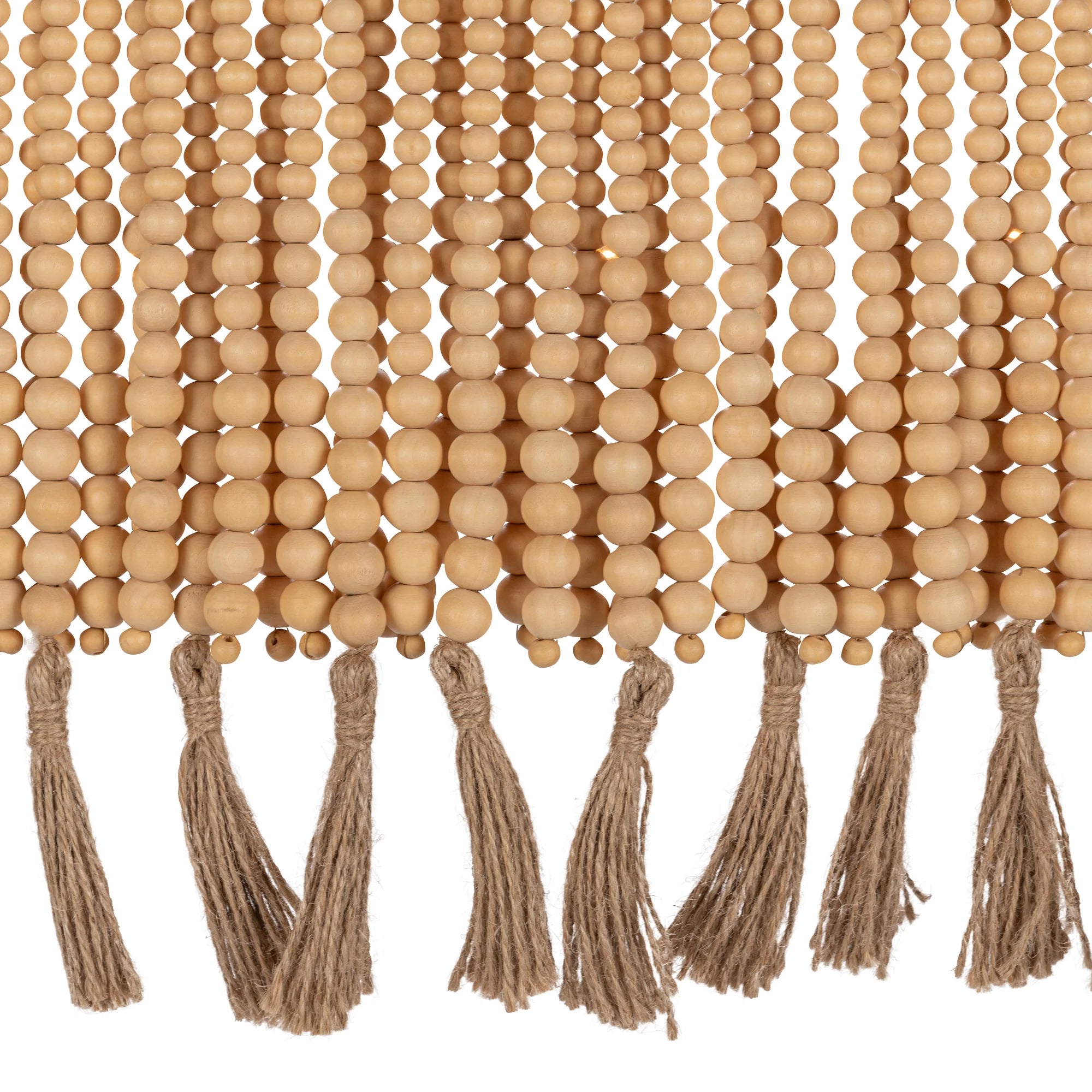 Adriana 36" Wood Beaded Round Pendant - Jute Roap