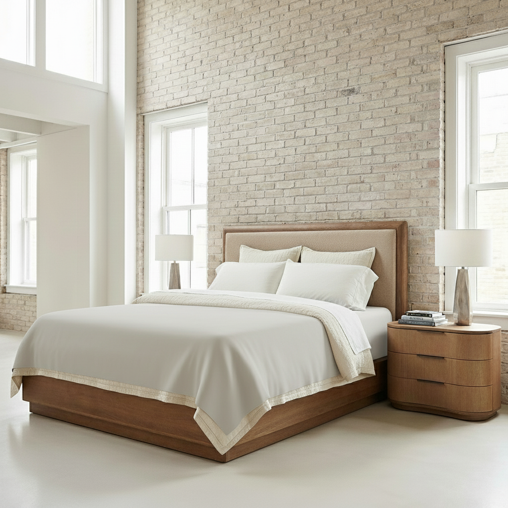 Bellview 81" Oak King Bed- Latte + Warm Natural