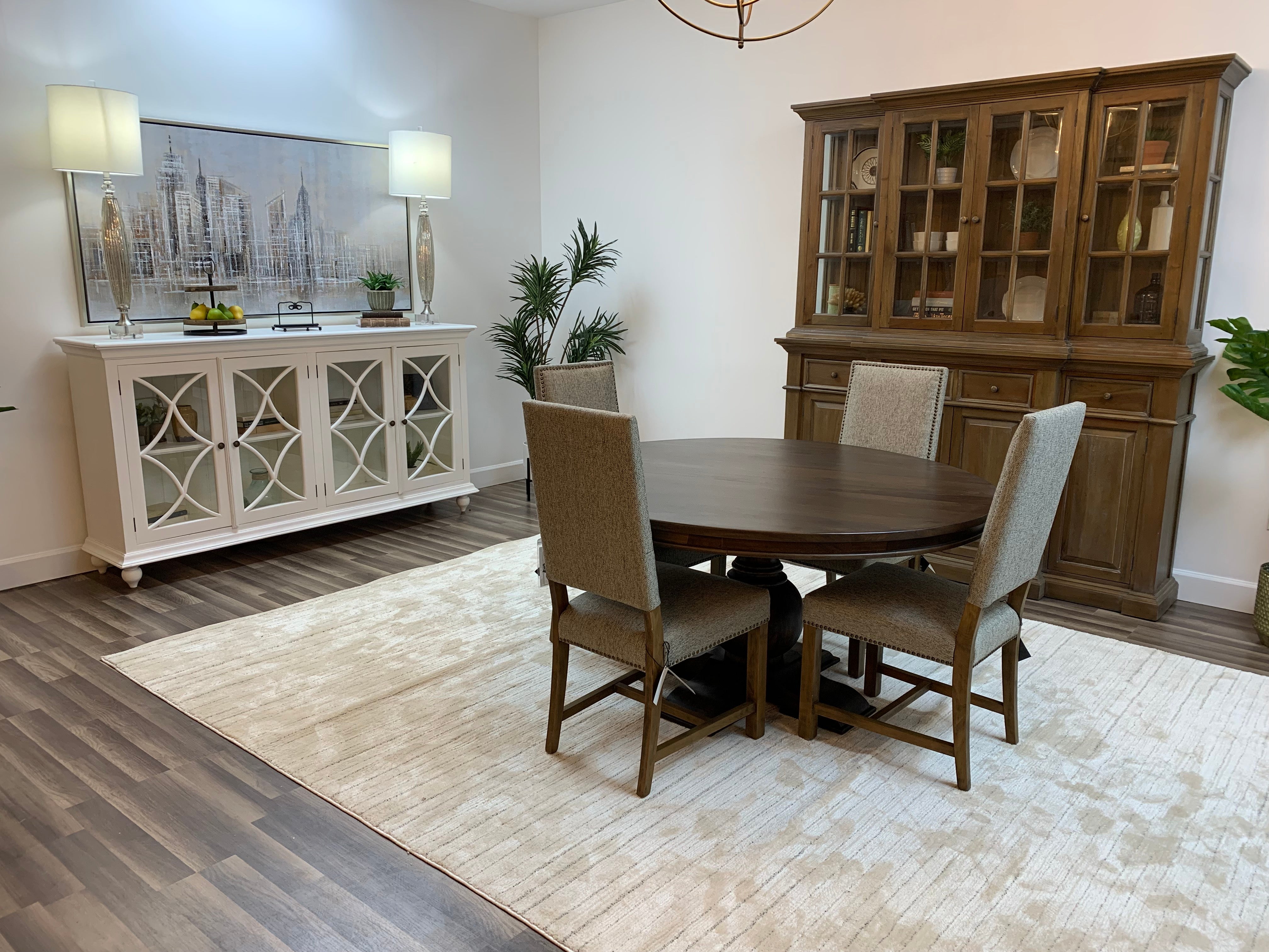 Marcia 60" Acacia Round Dining Table - Natural + Black