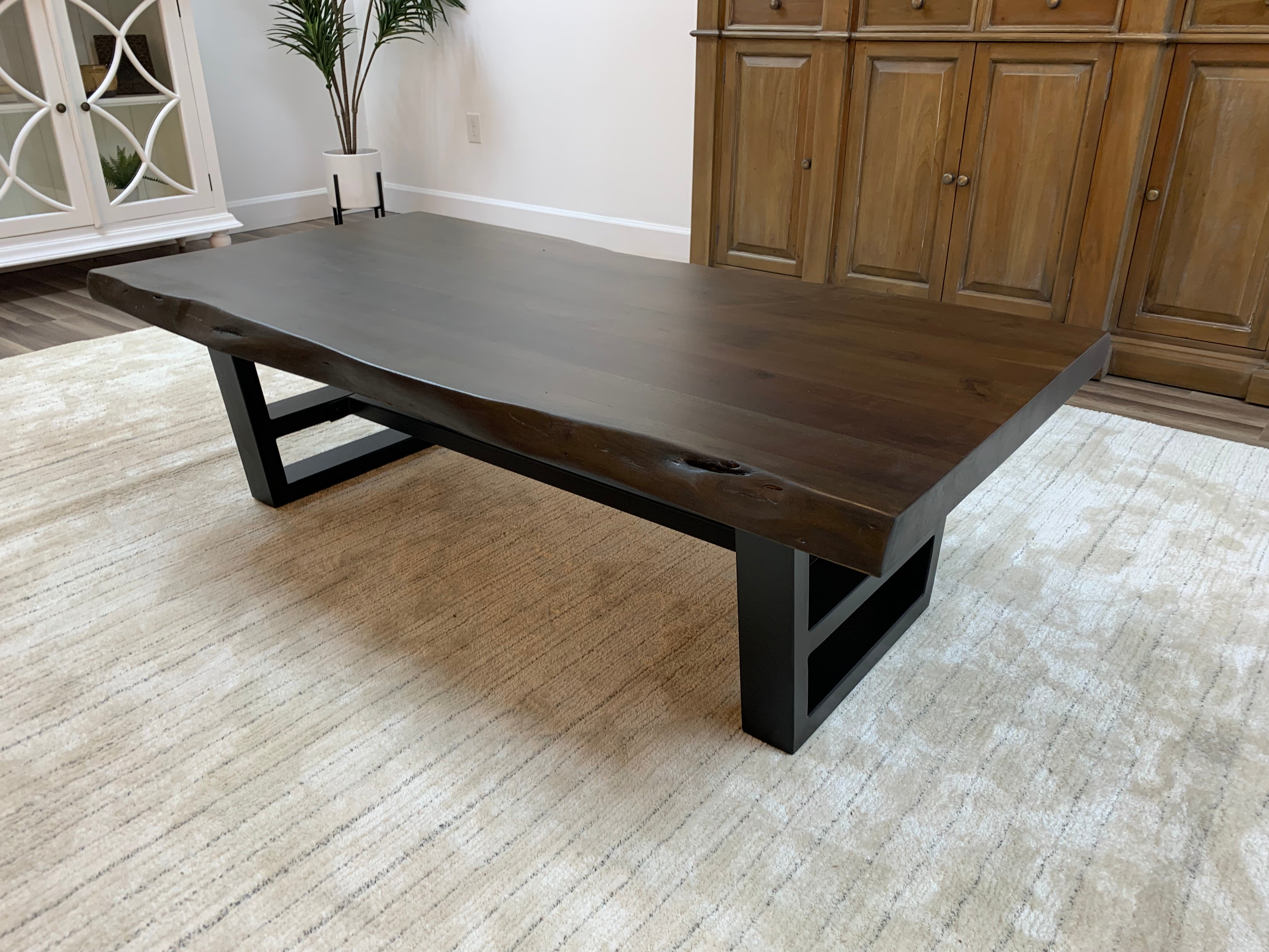 Malcolm Acacia 60" Rectangular Live Edge Coffee Table - Natural + Black