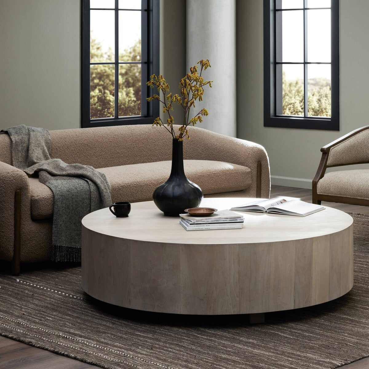 Nolan 55" Round Coffee Table - Ashen Walnut