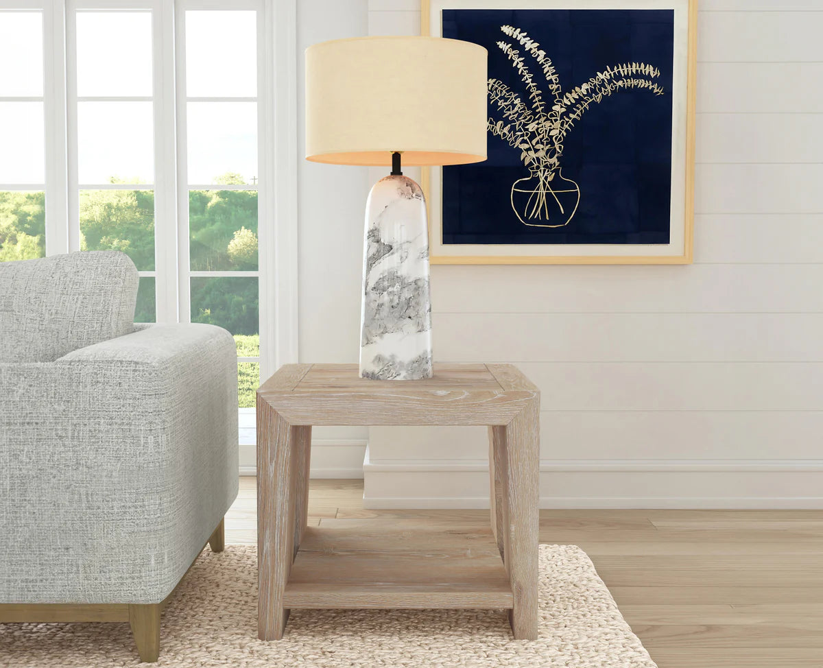 Cameron 24" Rectangular Reclaimed Oak End Table - Light Cream