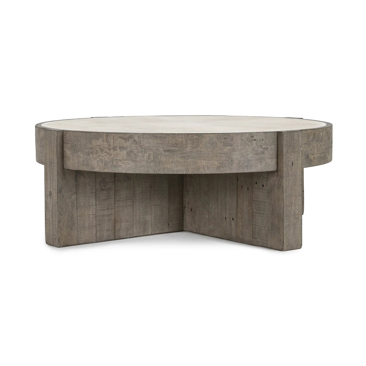 Sheldon 52" Round Coffee Table - Distressed Grey