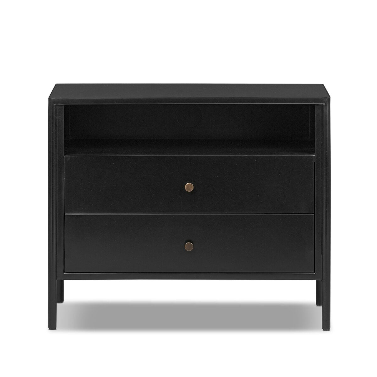 Ellington 32" 2 Drawer Nightstand - Black Iron + Bronze