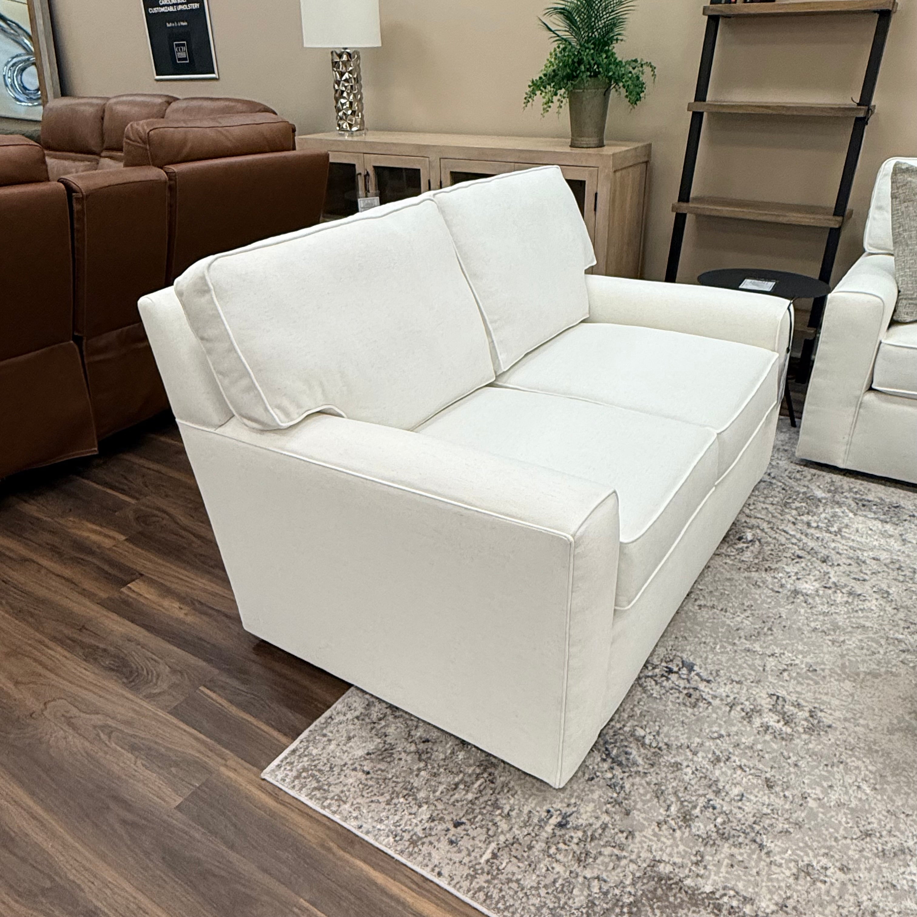 Leah 60" Wide Track Arm 2 Cushion Loveseat - Performance Snow