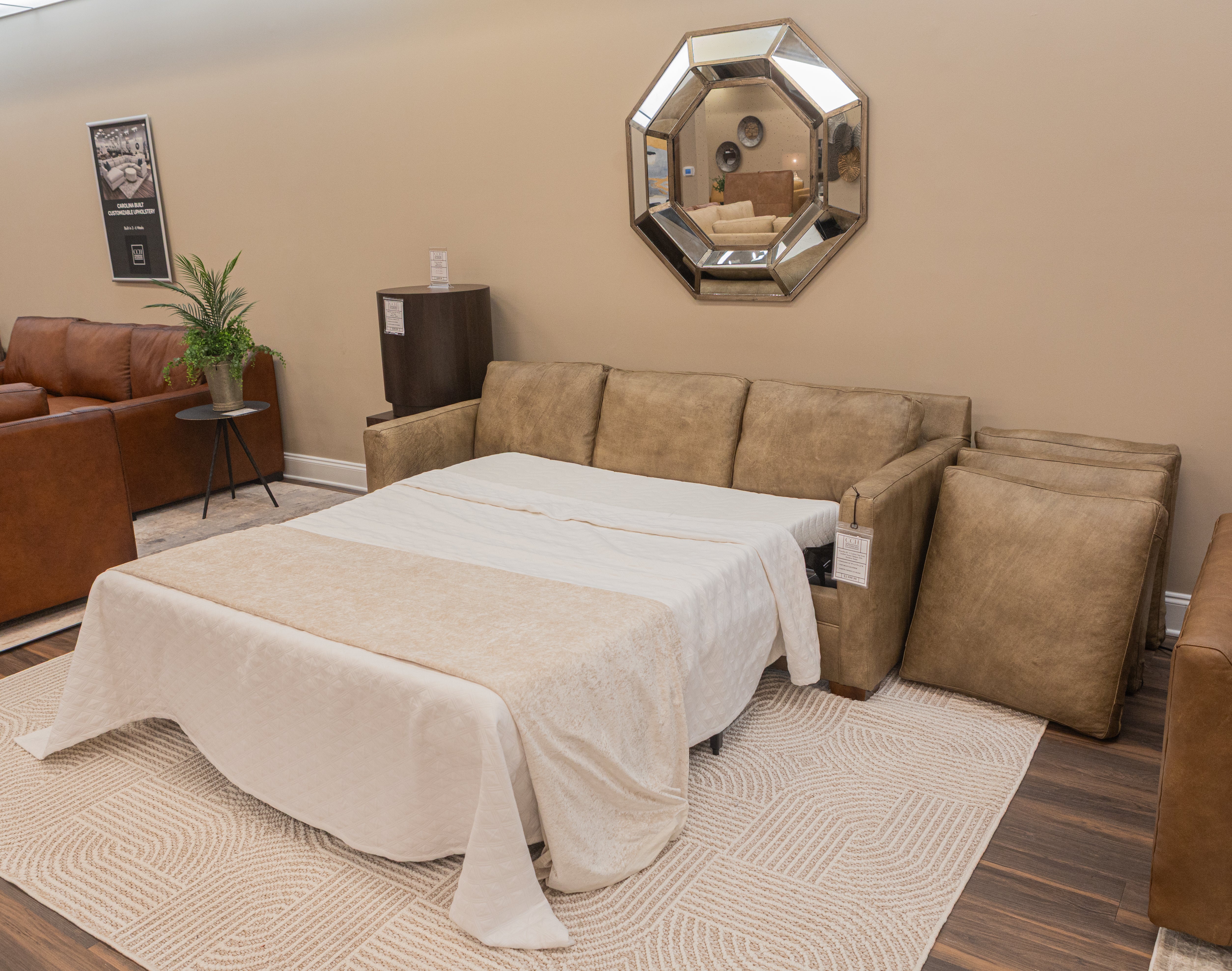 Amarillo 83" 3 Cushion Top Grain Leather Queen Sleeper Sofa - Bandera Taupe