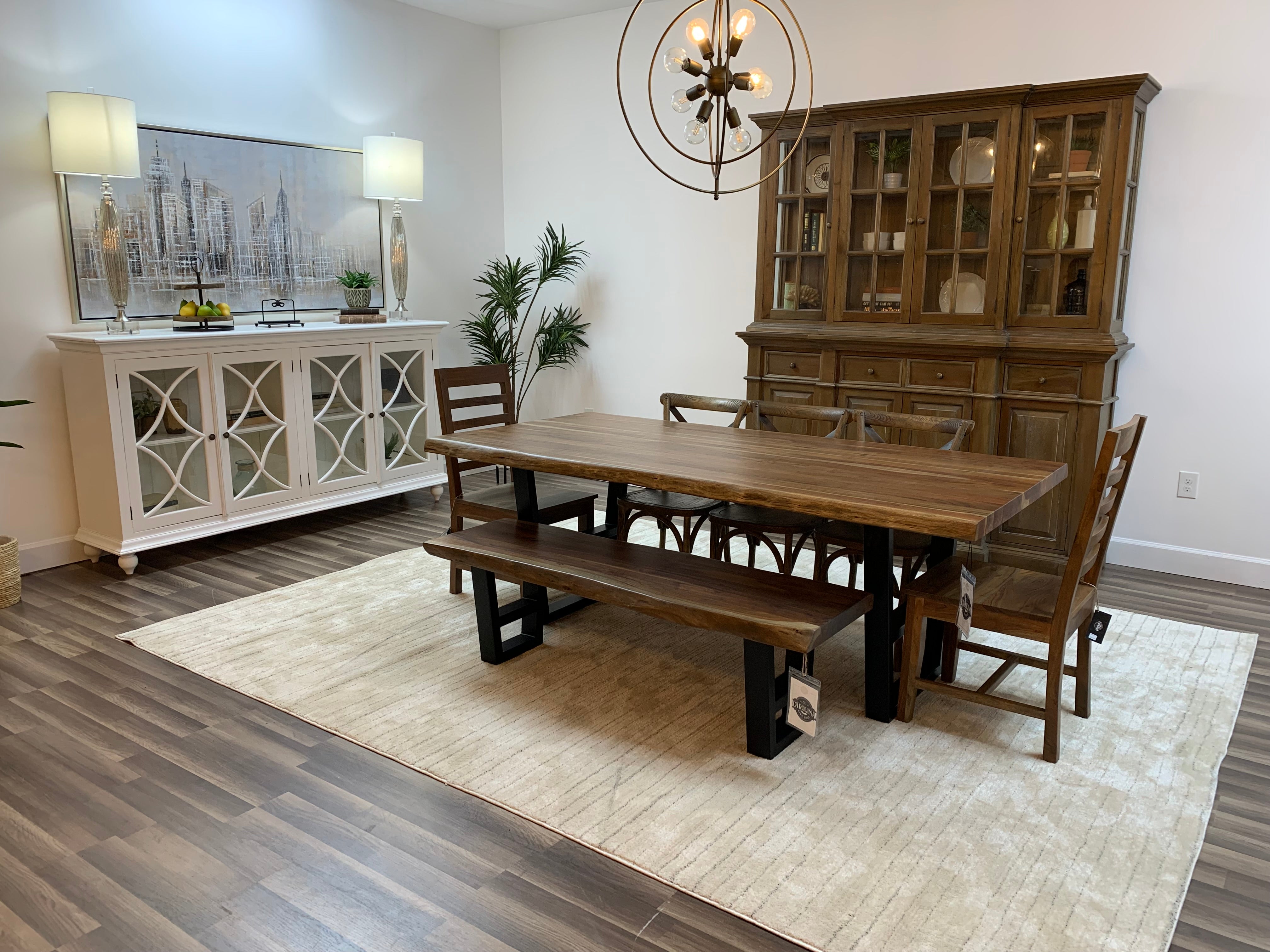 Malcolm Acacia 84" Live Edge Dining Table - Natural + Gray