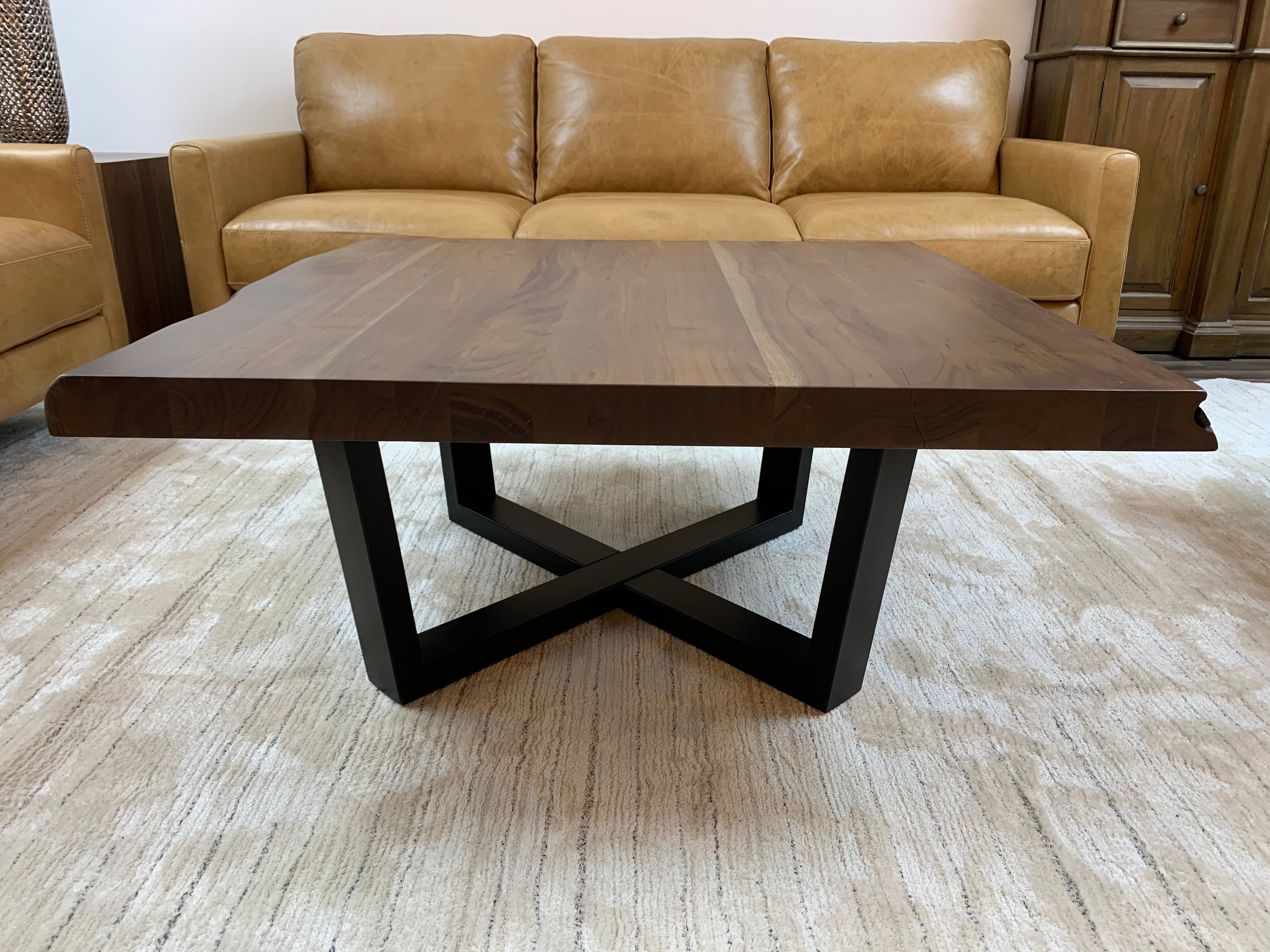 Malcolm Acacia 40" Square Live Edge Coffee Table - Natural + Gray