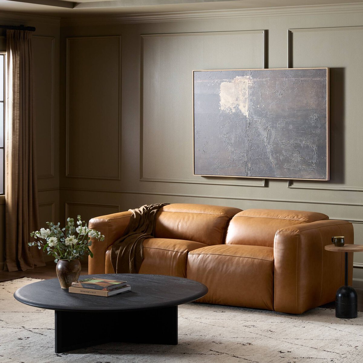 Radford 91" 2 Cushion Top Grain Leather Power Motion Sofa - Butterscotch