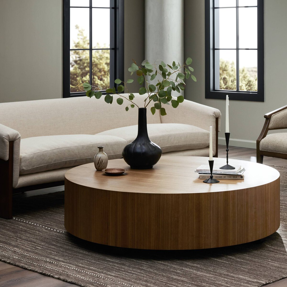 Nolan 55" Round Coffee Table - Natural Yukas Resin