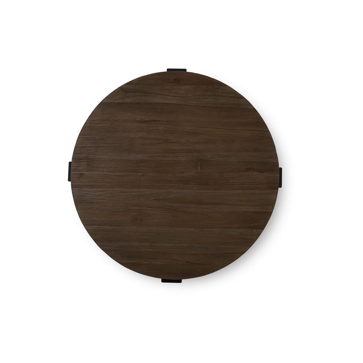 Nicklaus 41" Mahogany Round Coffee Table - Tuscan Brown + Metal
