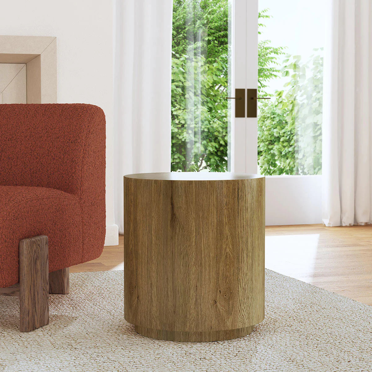 Dane 20" Round Oak End Table - Medium Brown