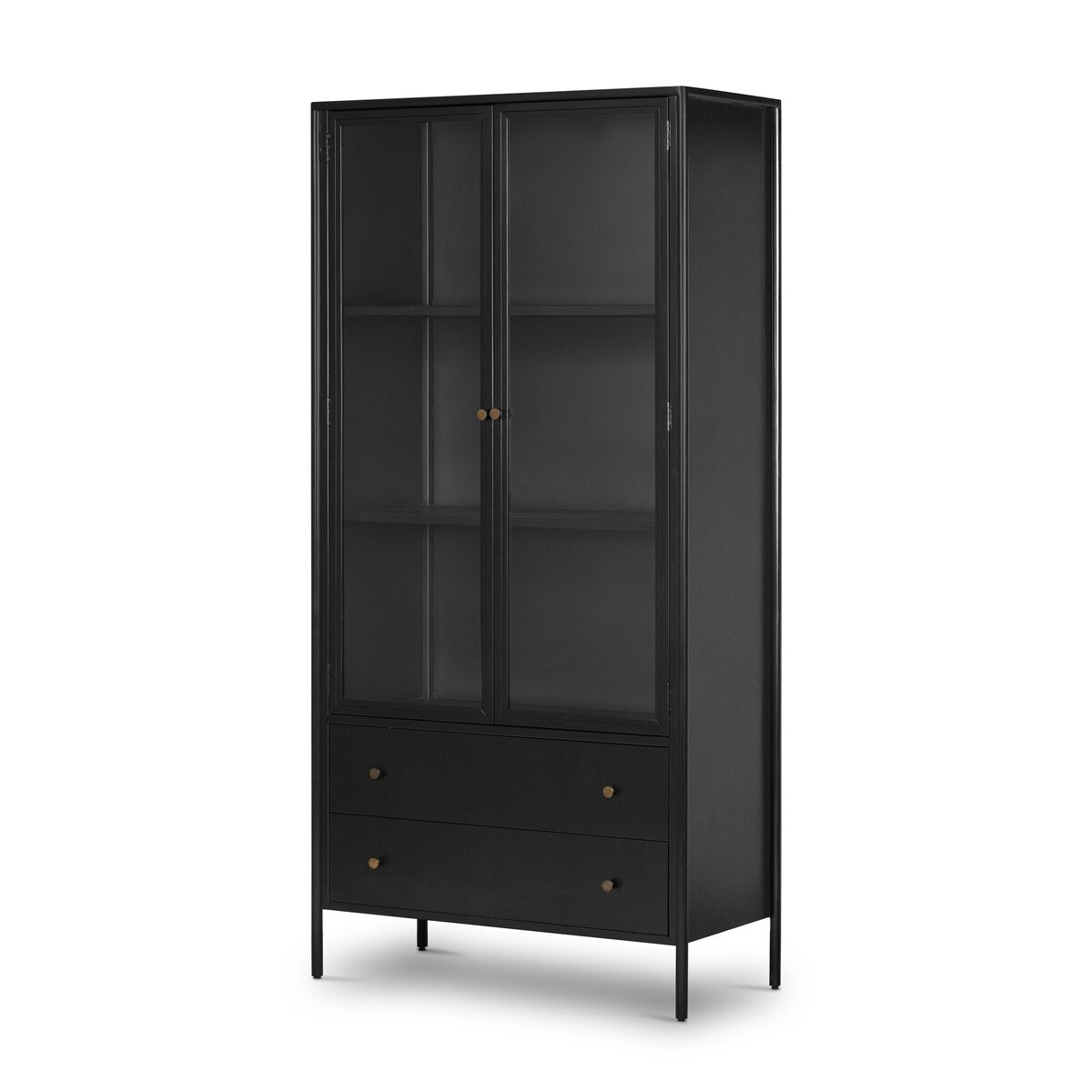 Ellington 38" 2 Door Tall Cabinet - Black Iron + Bronze