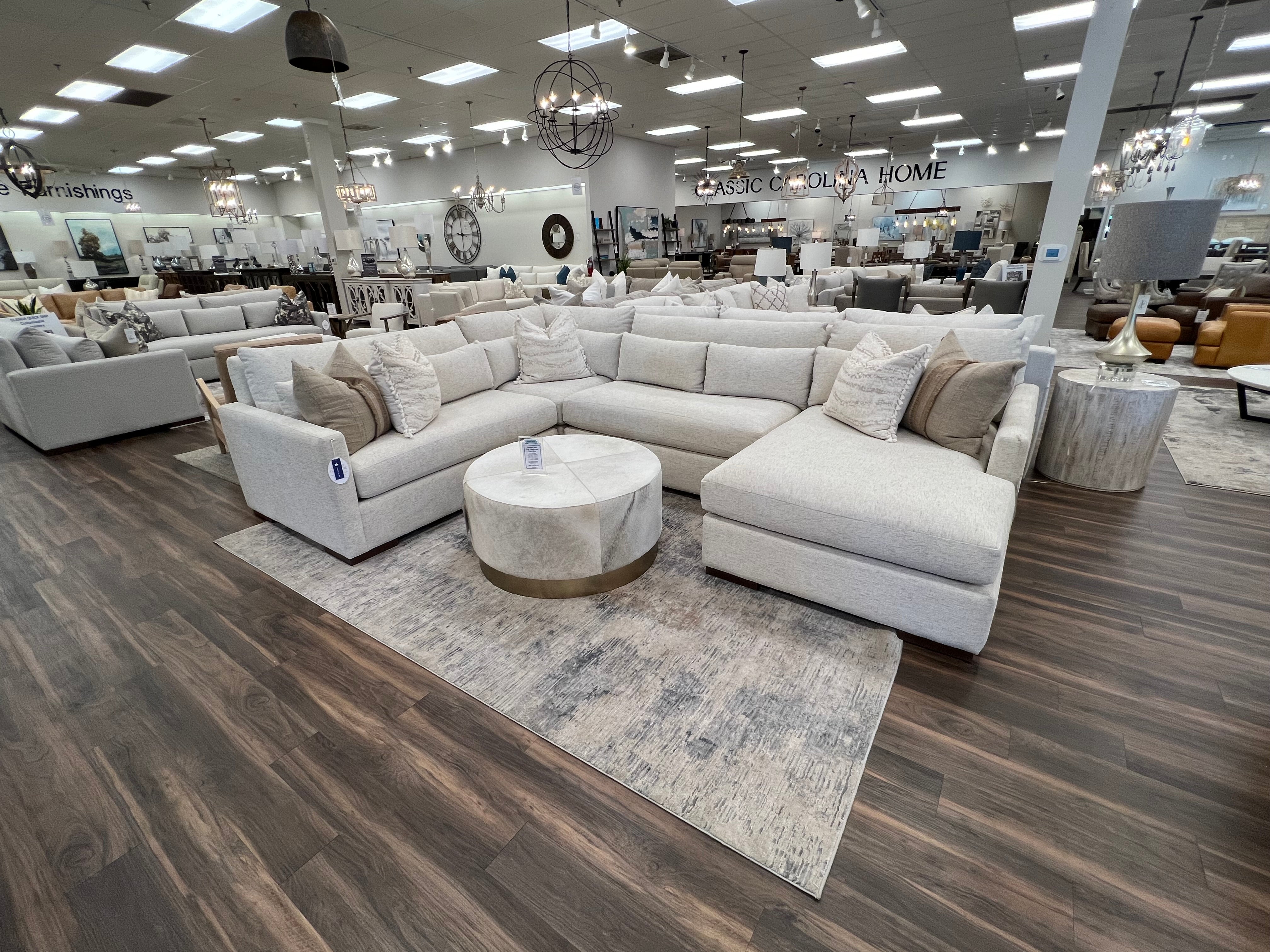 Glenda Quick Ship 144" x 104" Sectional w/ RAF Chaise - Performance Ivory Pearl