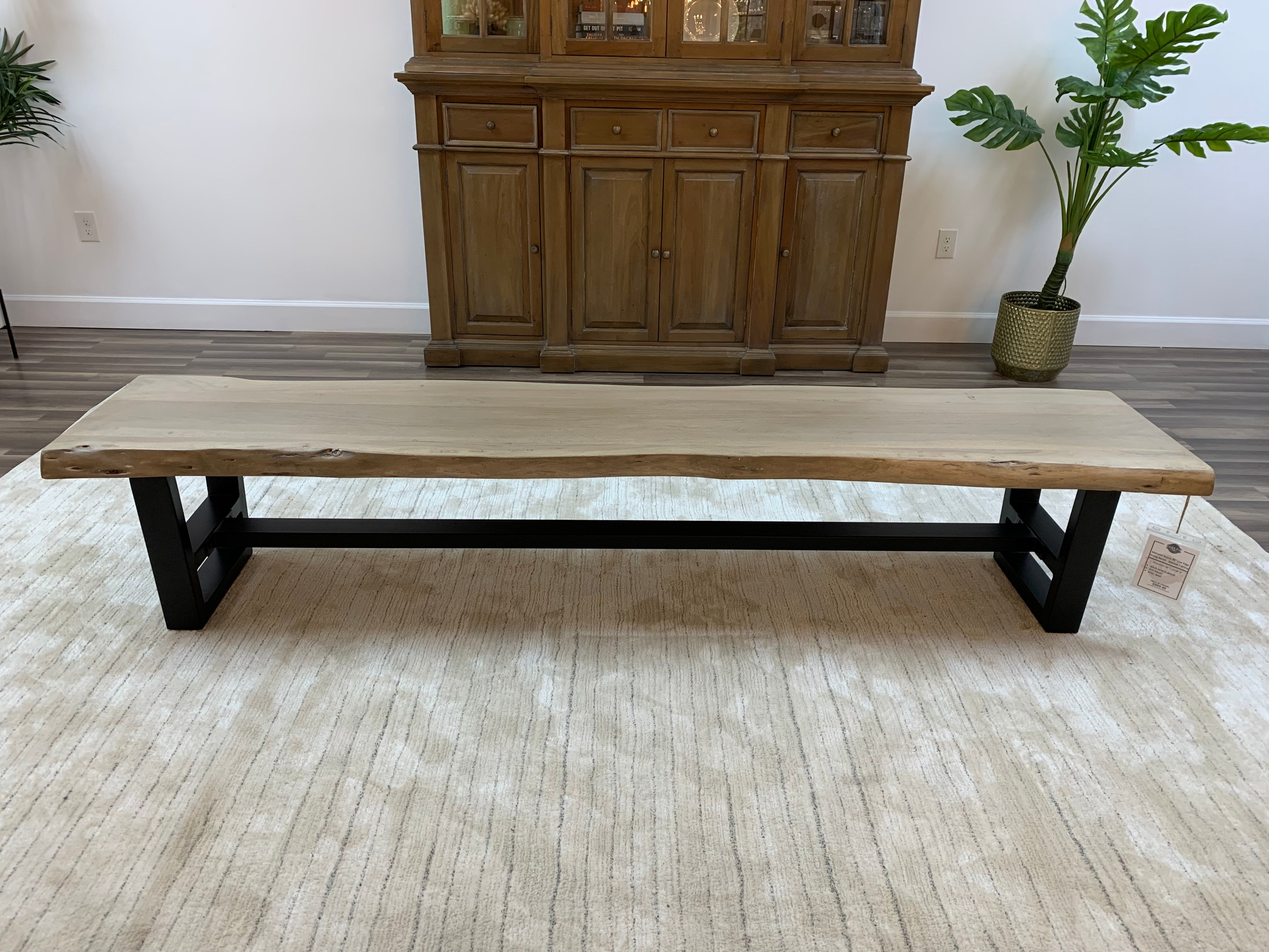 Malcolm Acacia Live Edge Dining Bench - New White Wash