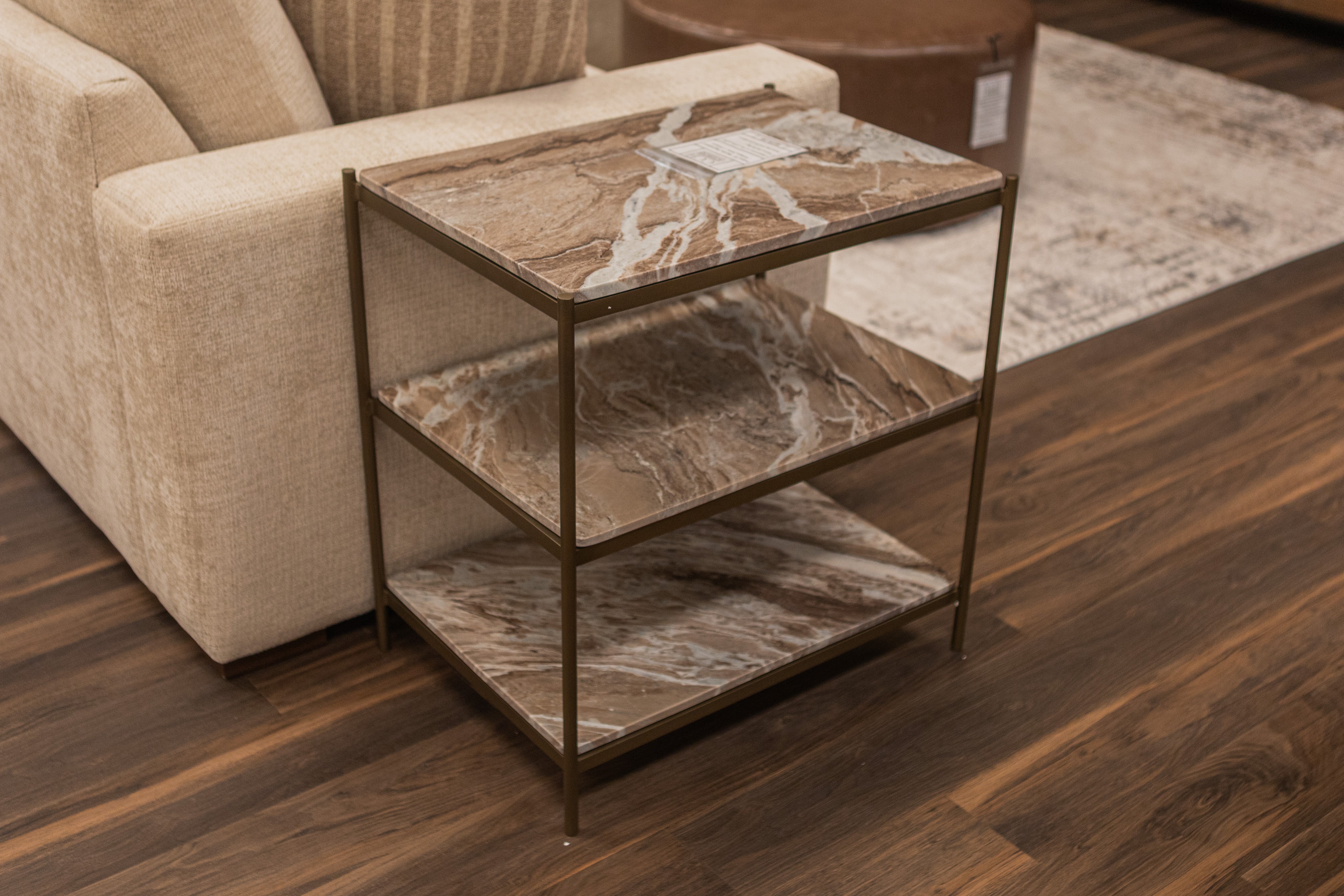 Felipe 25" Marble Nightstand - Antique Brass + Canyon