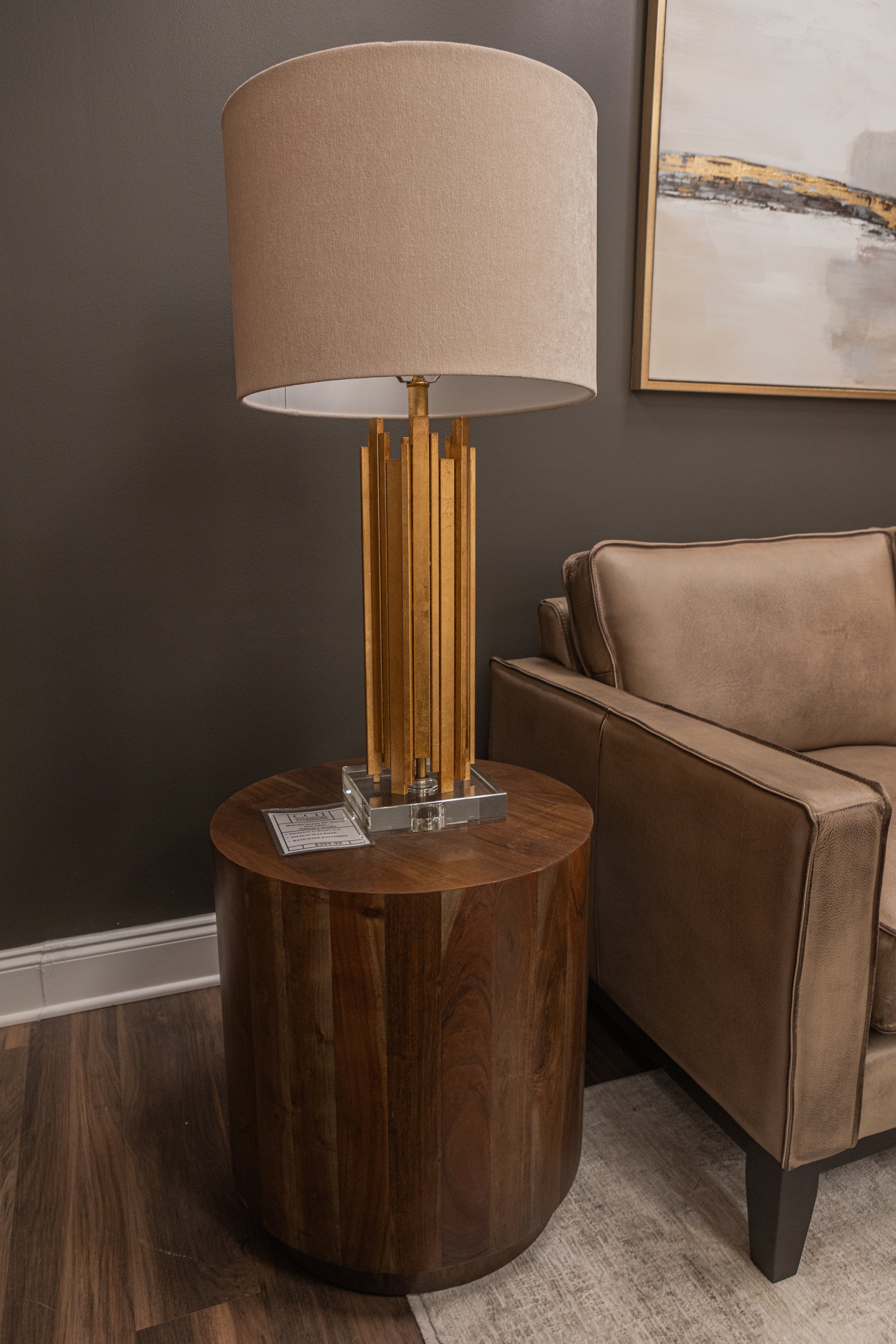 Malcolm Acacia 20" Round End Table - Natural + Smoke