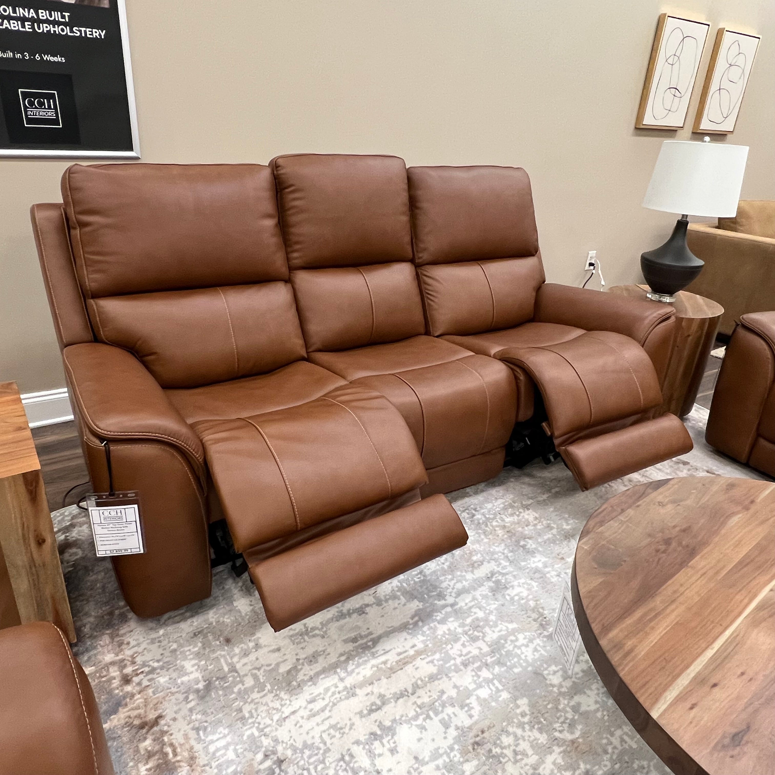 Horace 87" Top Grain Leather Power Motion Reclining Sofa - Terrace Brown
