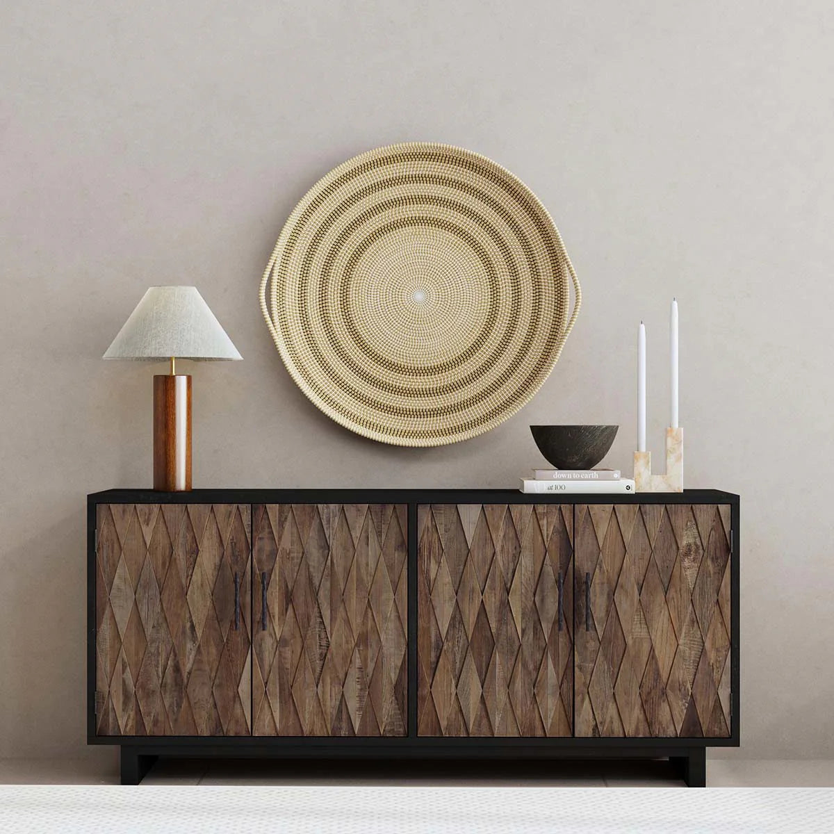 Dmitri 78" Reclaimed Elm 4 Door Sideboard - Ebony