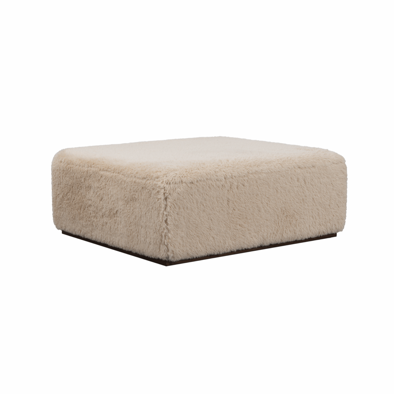 Kendra 40" Ottoman - Furry Vanilla + Medium Mocha