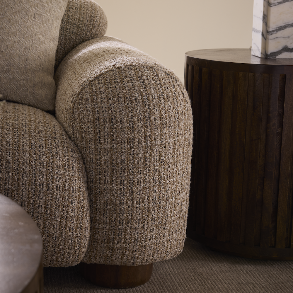 Ottilie 103" Bench Cushion Sofa - Mocha + Stormy Boucle