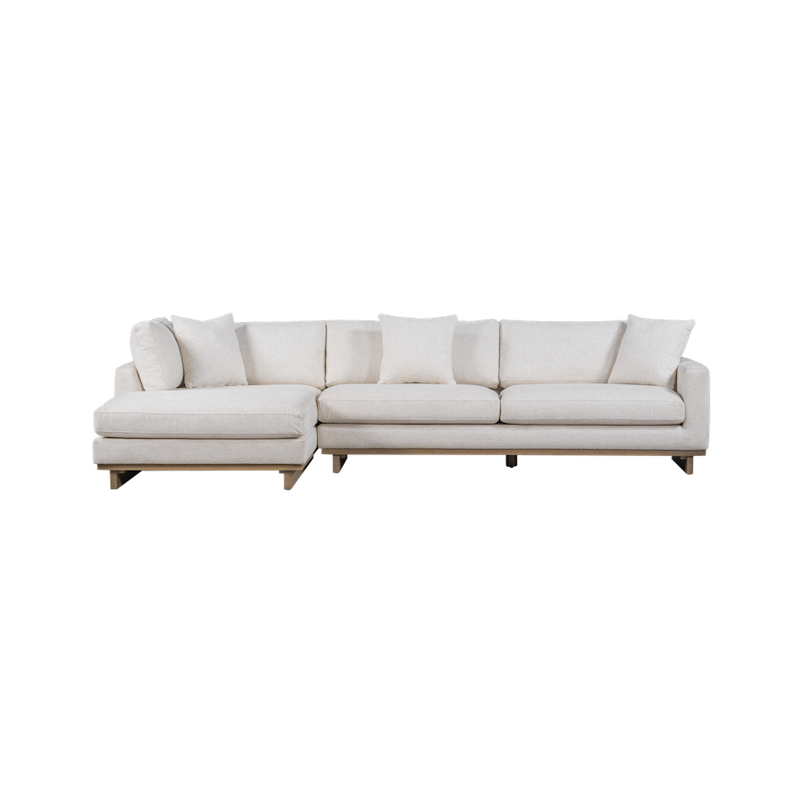Osiris 131" 2 Cushion + Chaise LAF Sectional - Mocha + Swiss Cream